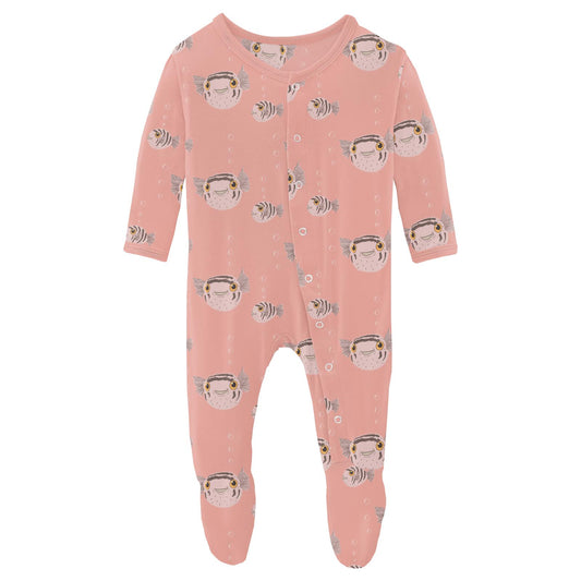 Print Footie with Snaps in Blush Puffer Family (308036)