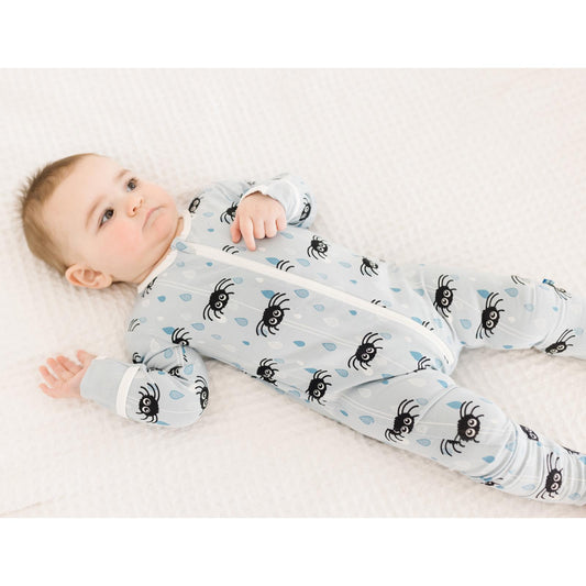 Print Convertible Sleeper with Zipper in Pearl Blue Itsy Bitsy Spider