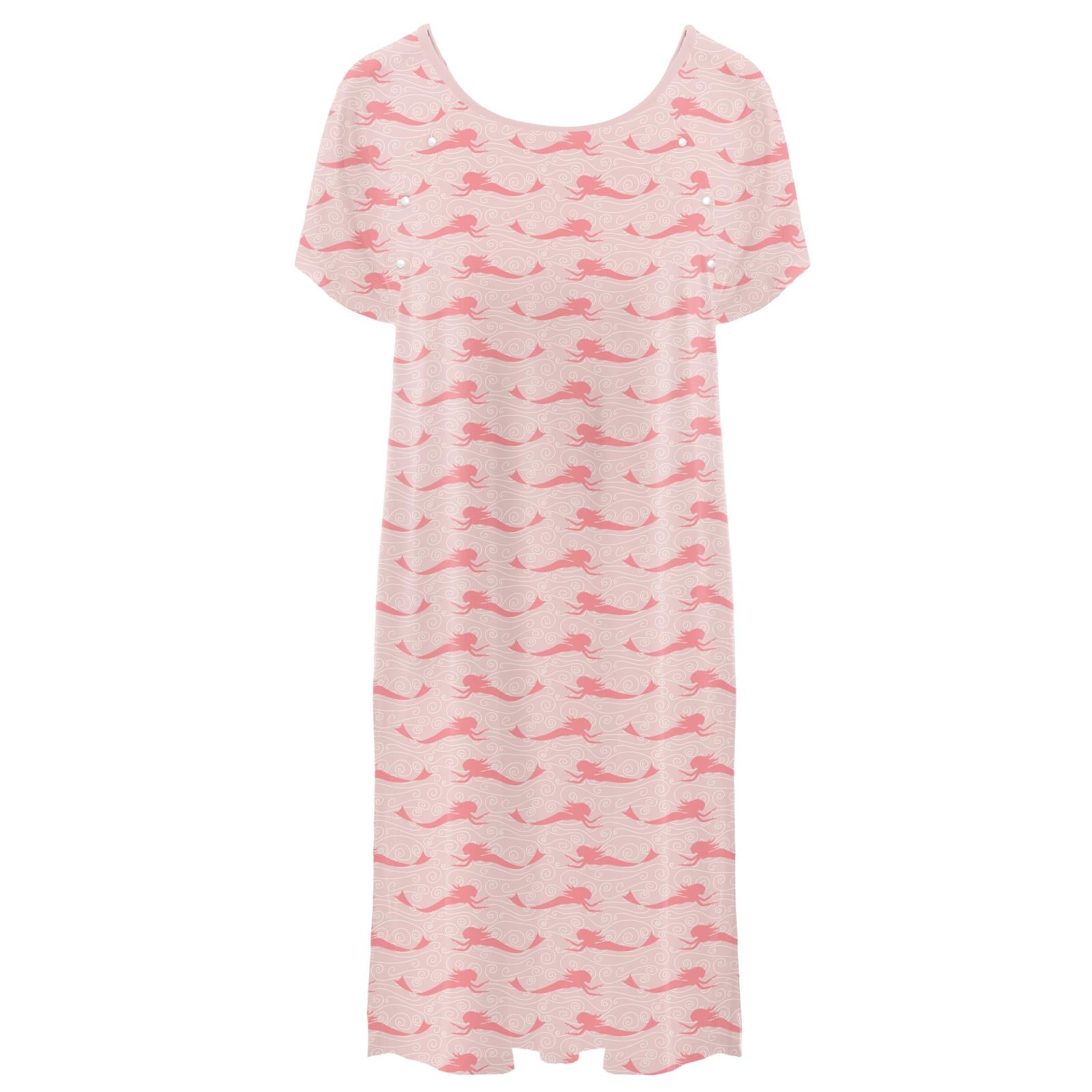 Women's Print Hospital Gown in Baby Rose Mermaid