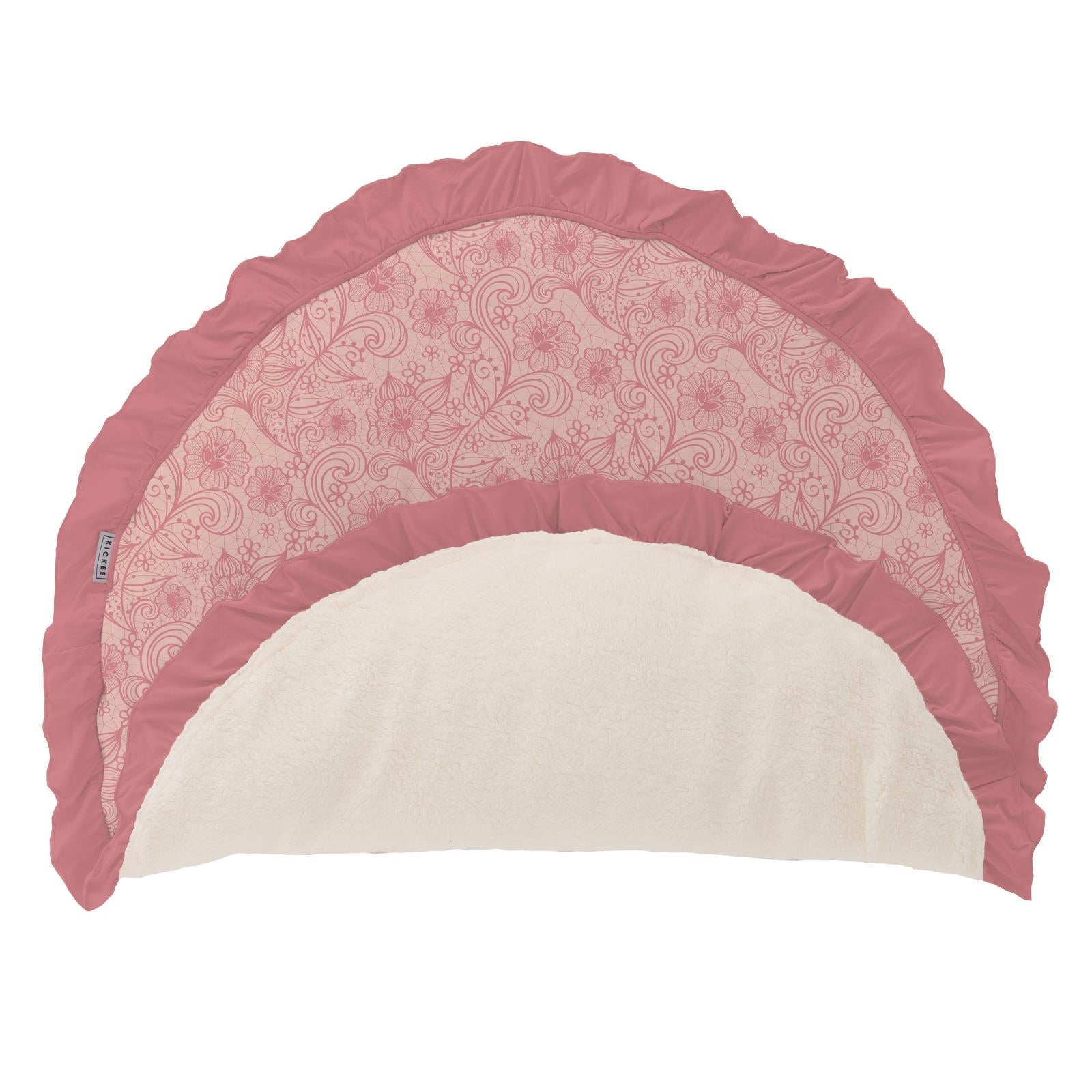 Print SherpaLined Ruffle Fluffle Playmat in Peach Blossom Lace