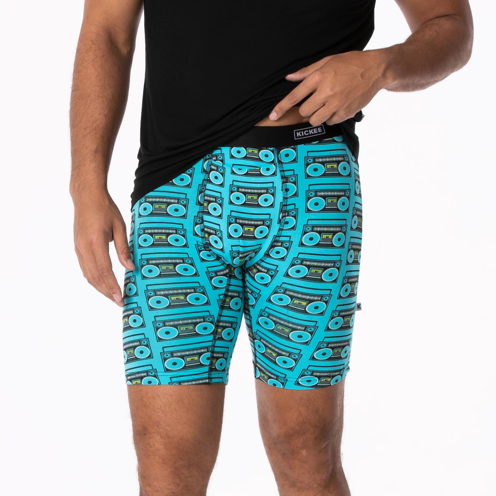 Men's Print Long Boxer Brief with Top Fly in Confetti Boombox