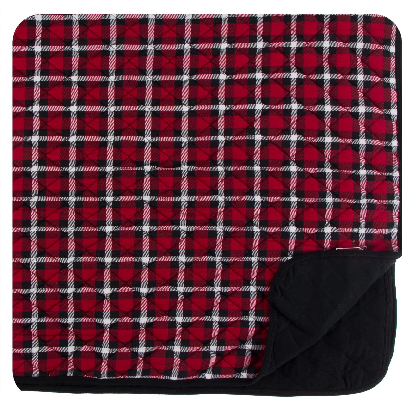 Print Quilted Toddler Blanket in Crimson Holiday Plaid/Midnight