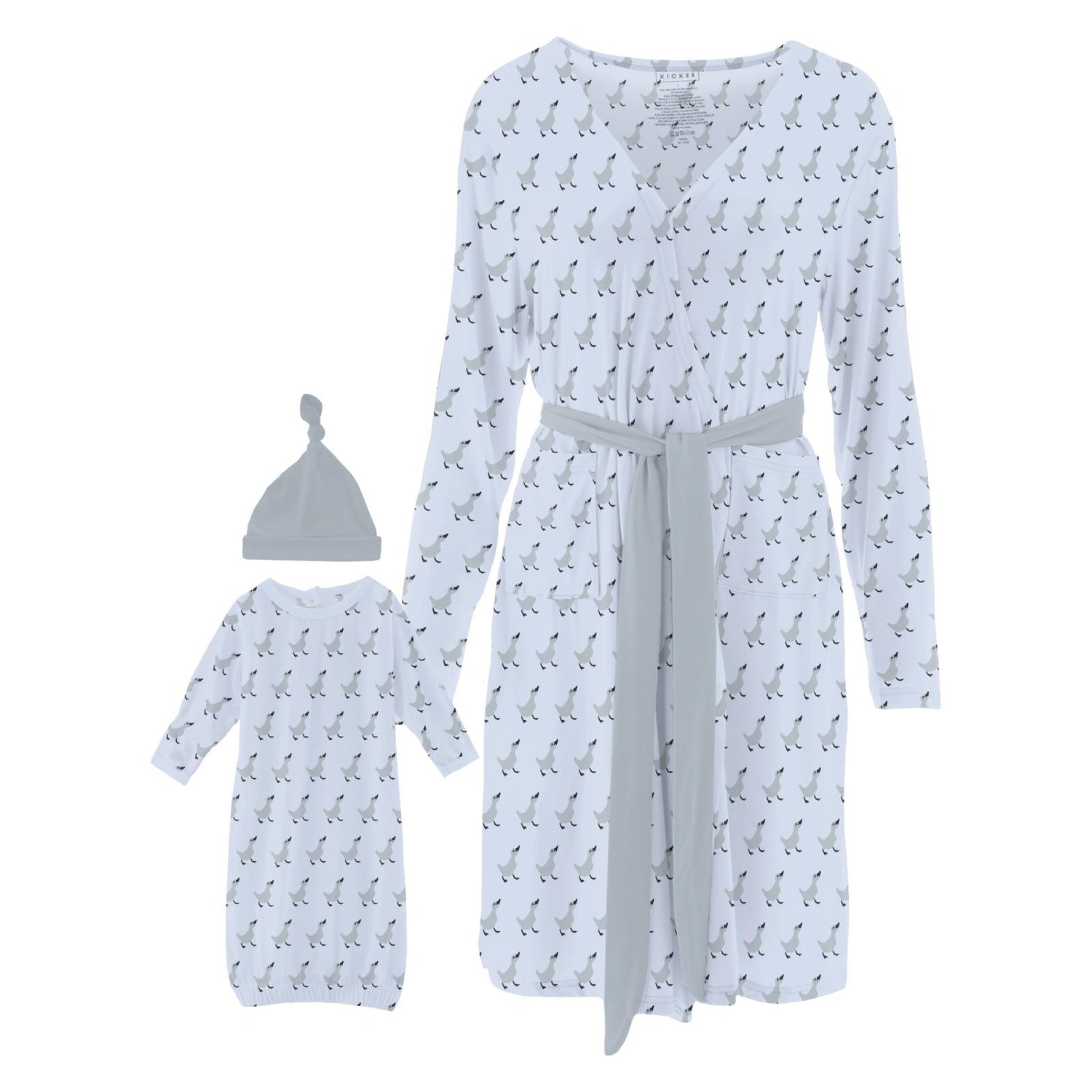 Women's Print Mid Length Lounge Robe & Layette Gown Set in Dew Ugly Duckling