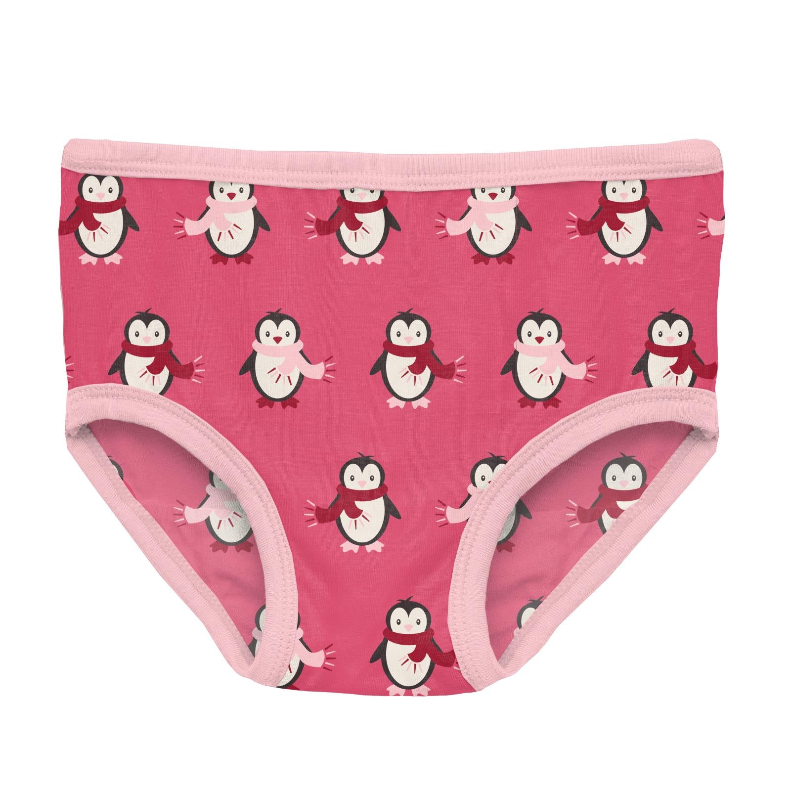 Print Girl's Underwear in Winter Rose Penguins