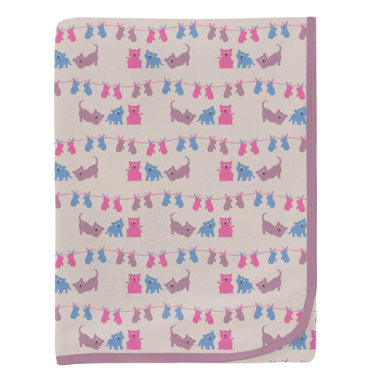 Print Swaddling Blanket in Latte 3 Little Kittens