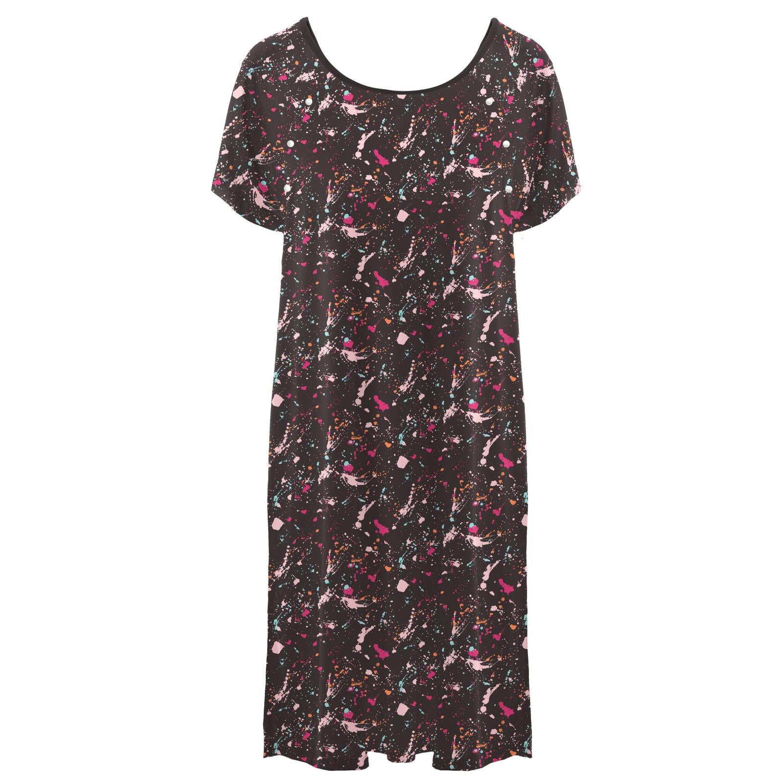 Women's Print Hospital Gown in Calypso Splatter Paint