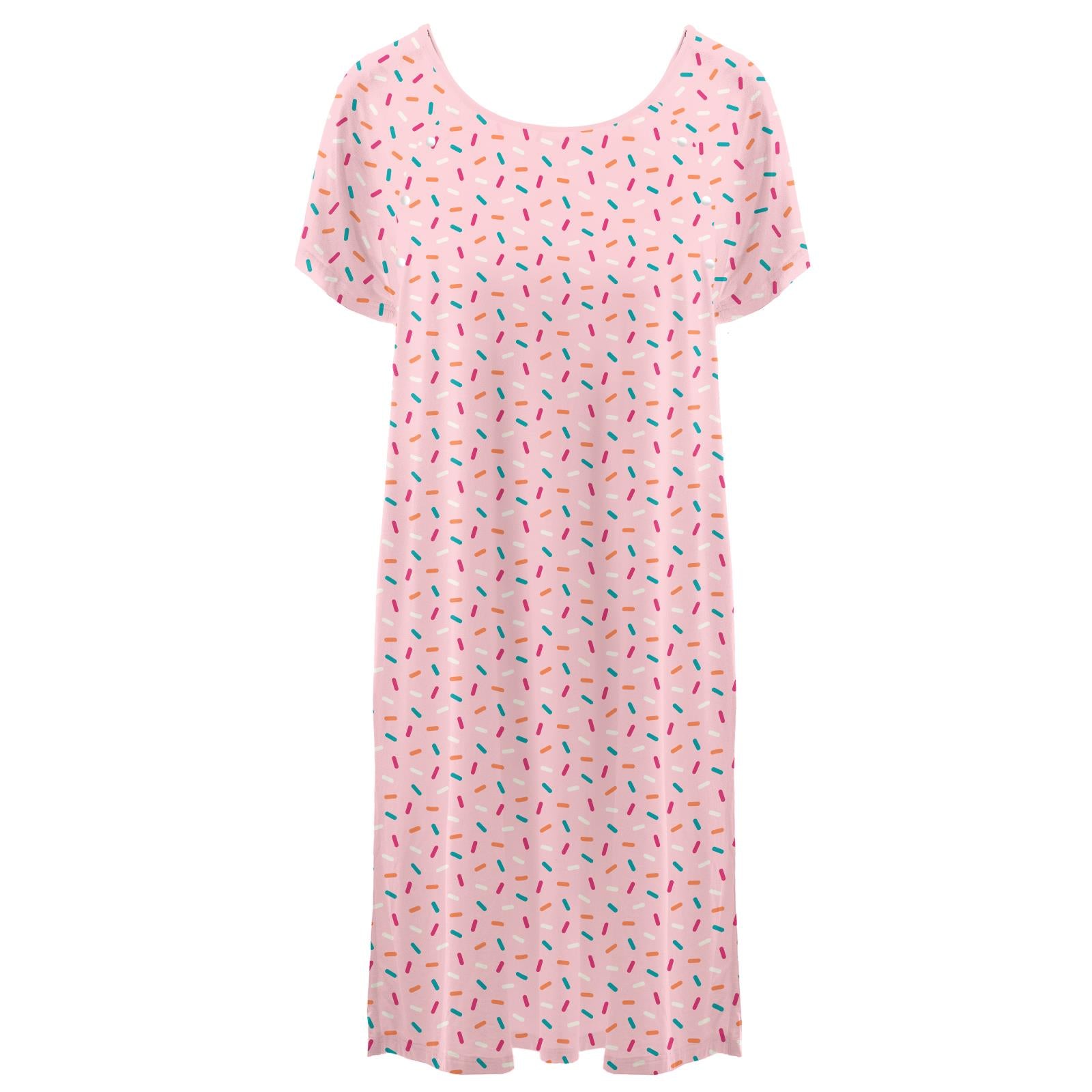 Women's Print Hospital Gown in Lotus Sprinkles