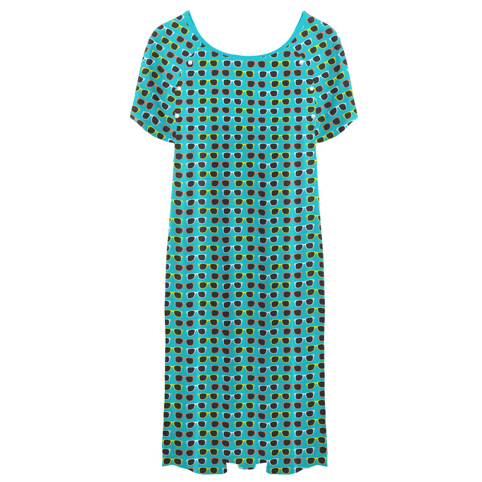 Women's Print Hospital Gown in Confetti Sunglasses