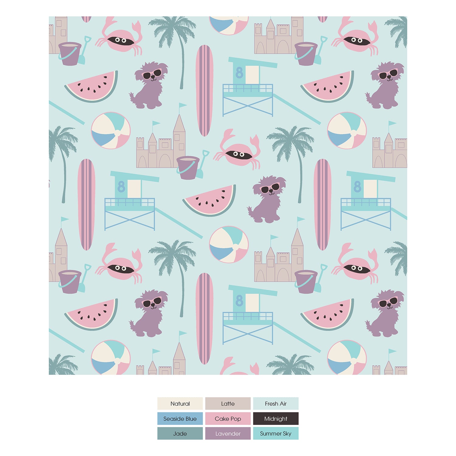 Print Short Sleeve Playtime Outfit Set in Fresh Air Beach Day (331194)