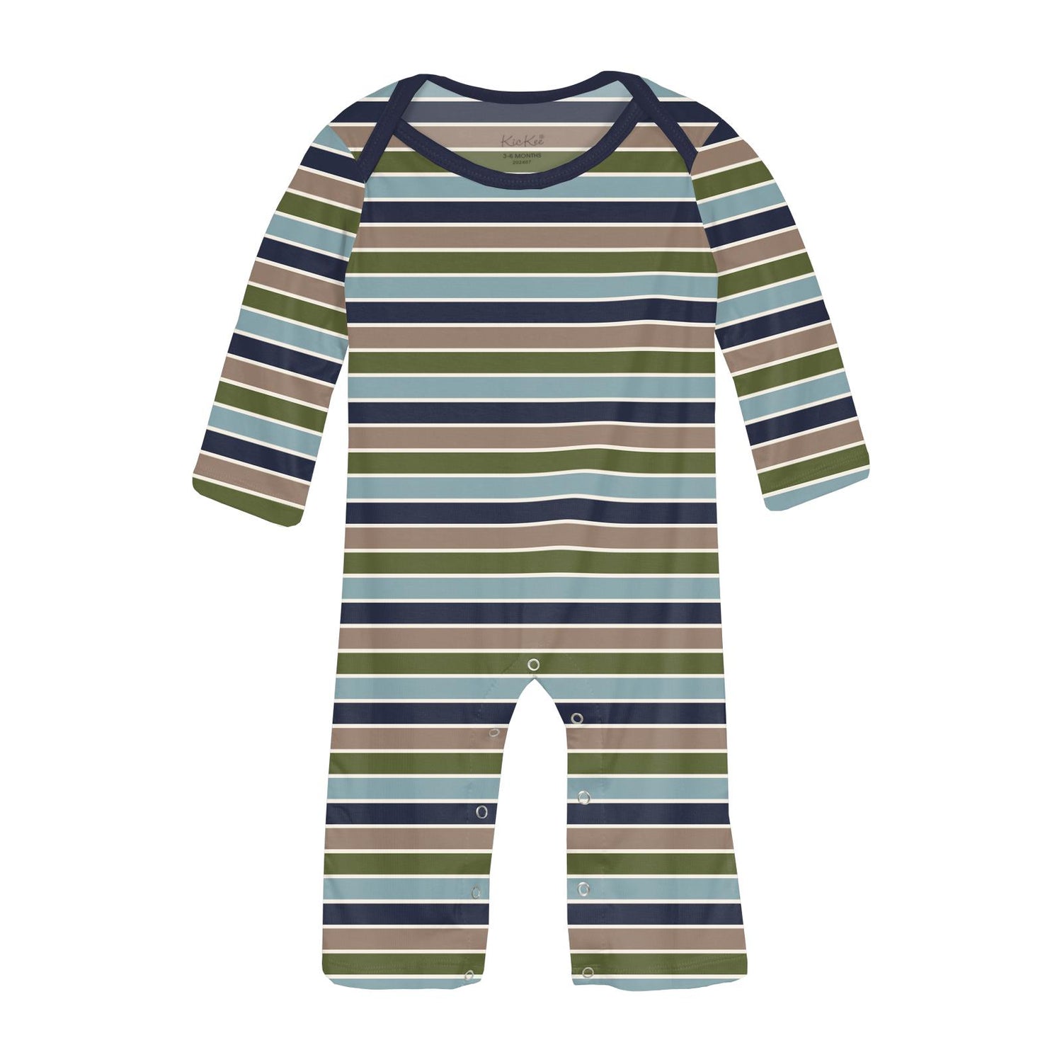 Print Long Sleeve Beau Romper in Fall Vibes Stripe (351821)