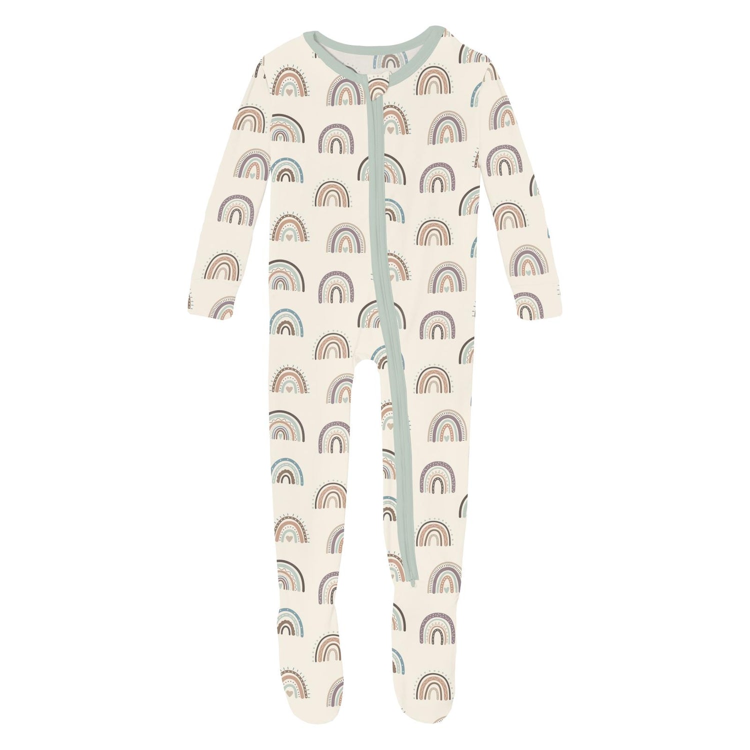 Print Footie with 2 Way Zipper in Earthy Rainbows (351391)