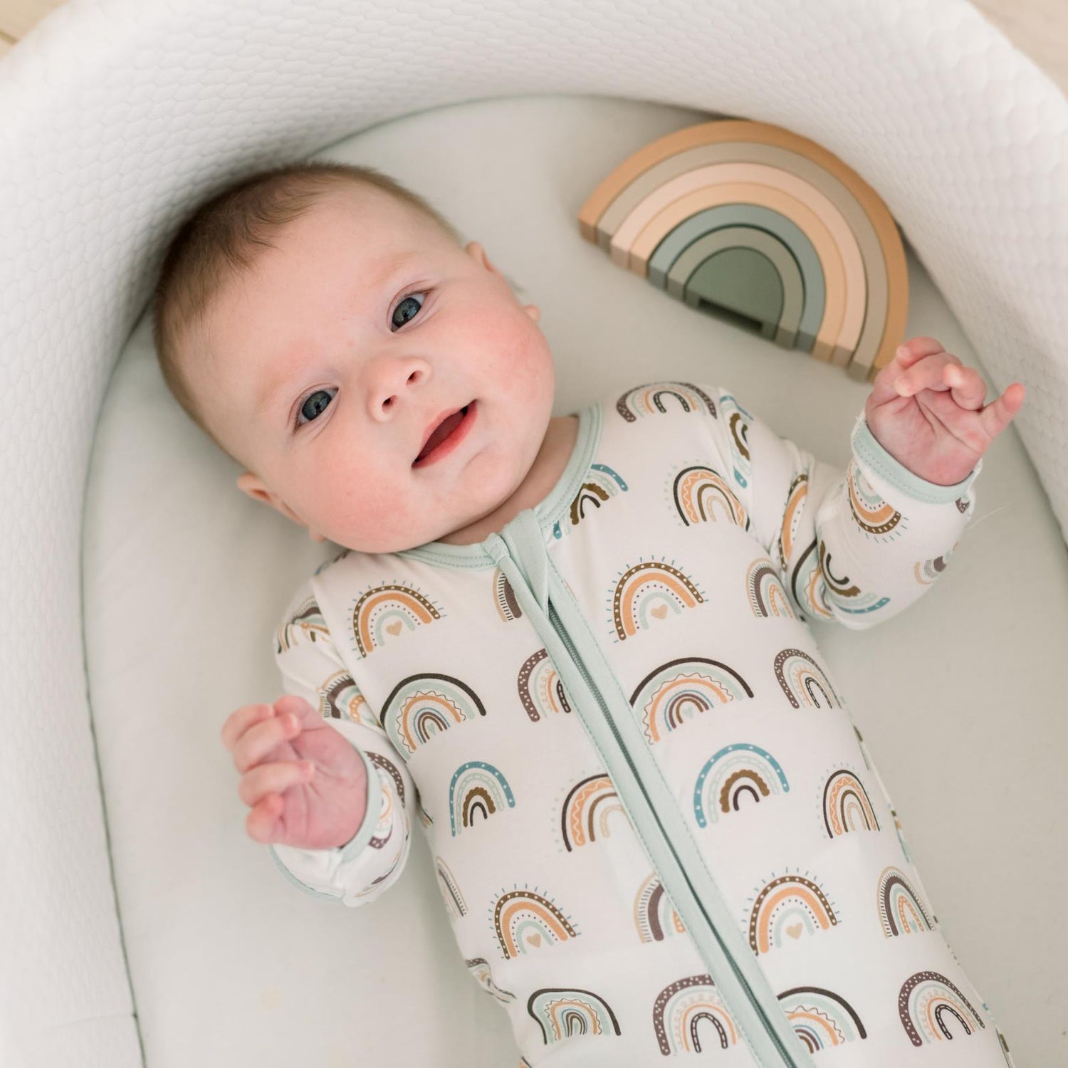 Print Footie with 2 Way Zipper in Earthy Rainbows (351406)