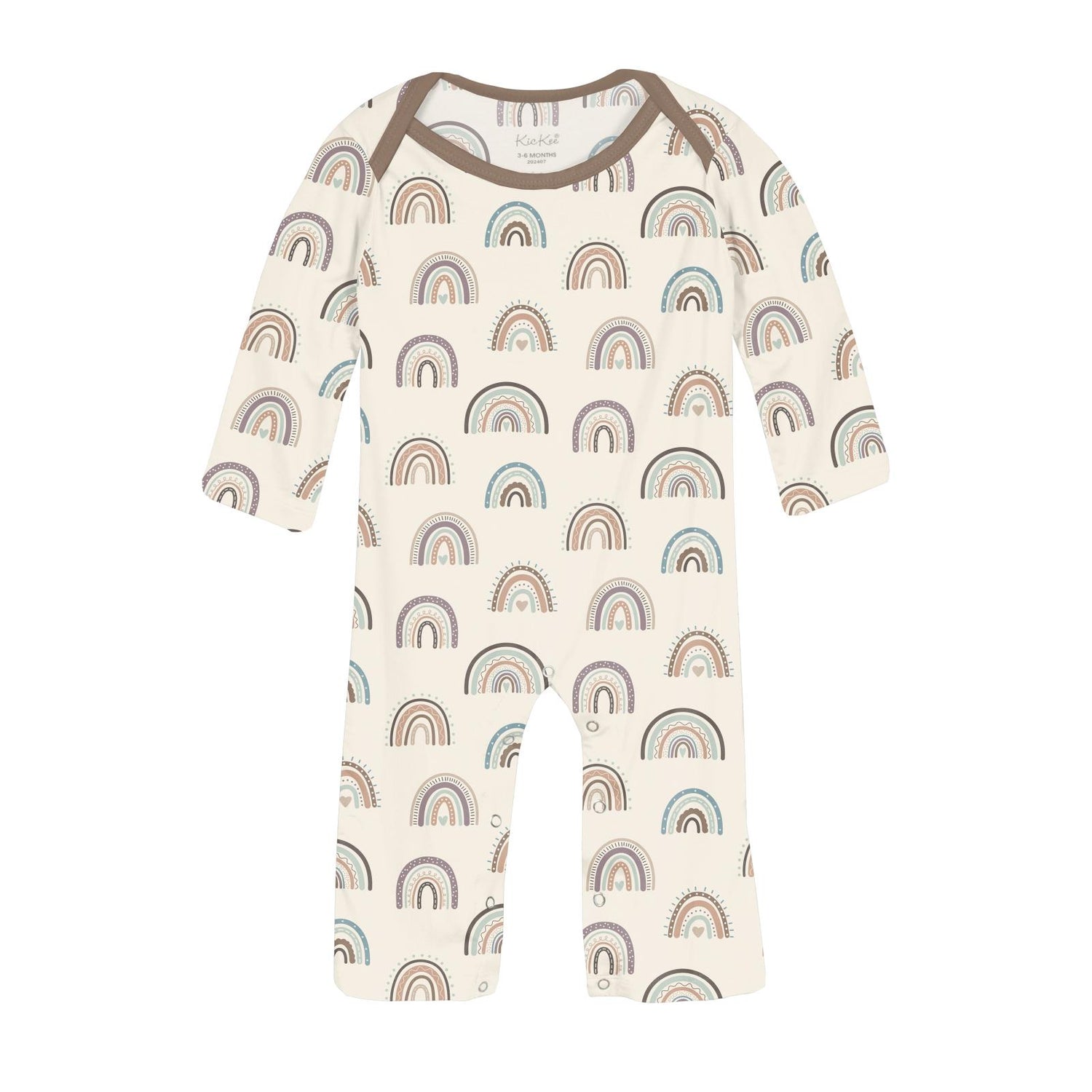 Print Long Sleeve Beau Romper in Earthy Rainbows (351835)