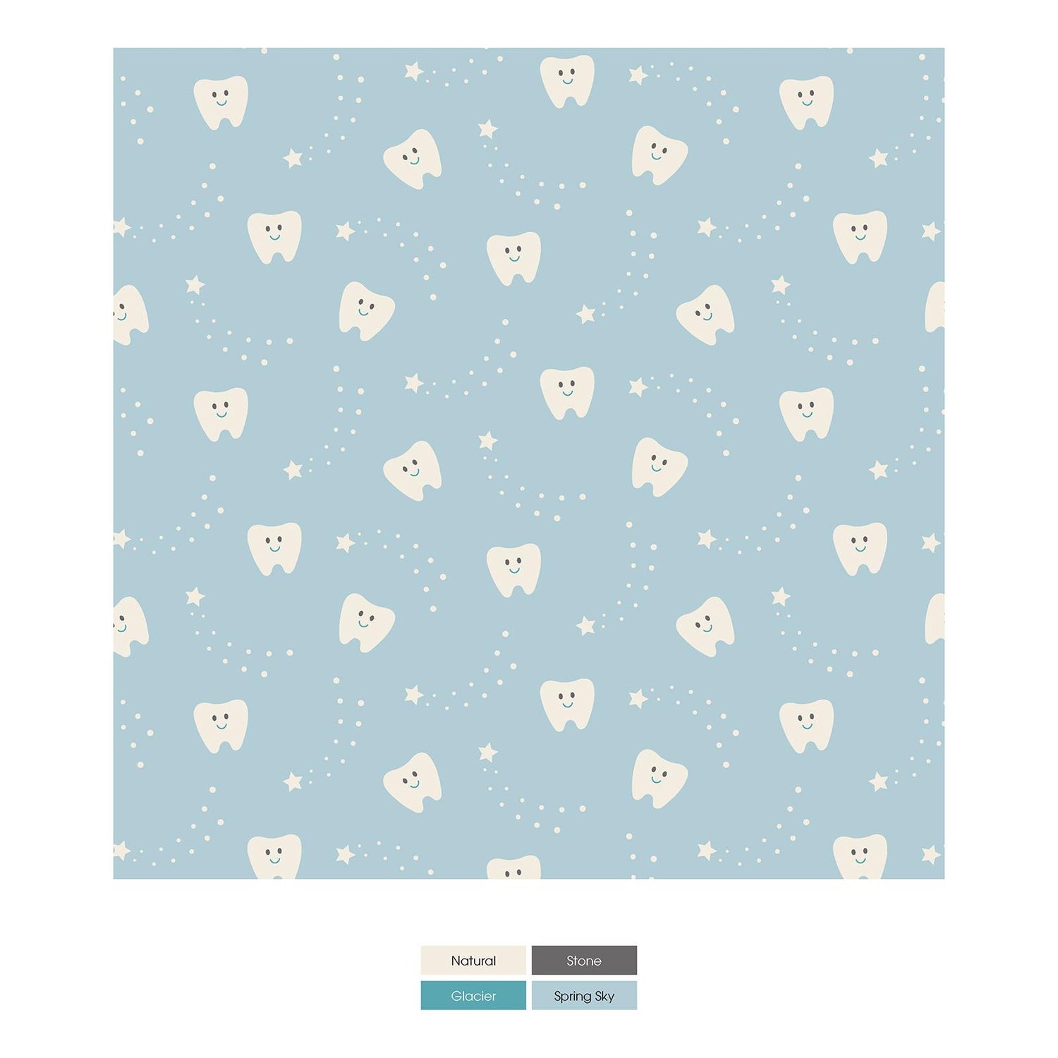 Print Foldover Pillowcase with Tooth Pouch in Spring Sky Tooth