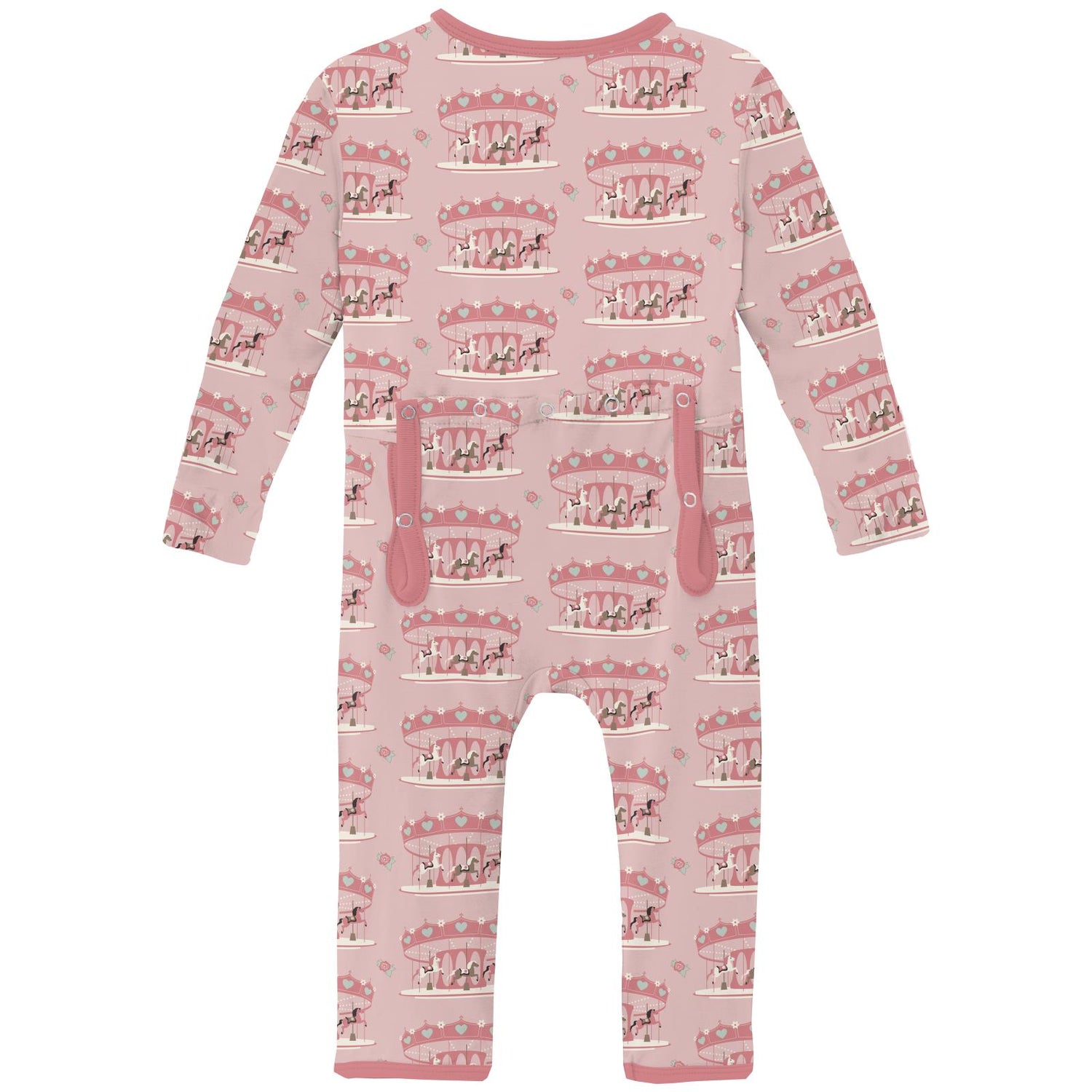Print Coverall with 2 Way Zipper in Baby Rose Fair Carousel (335372)