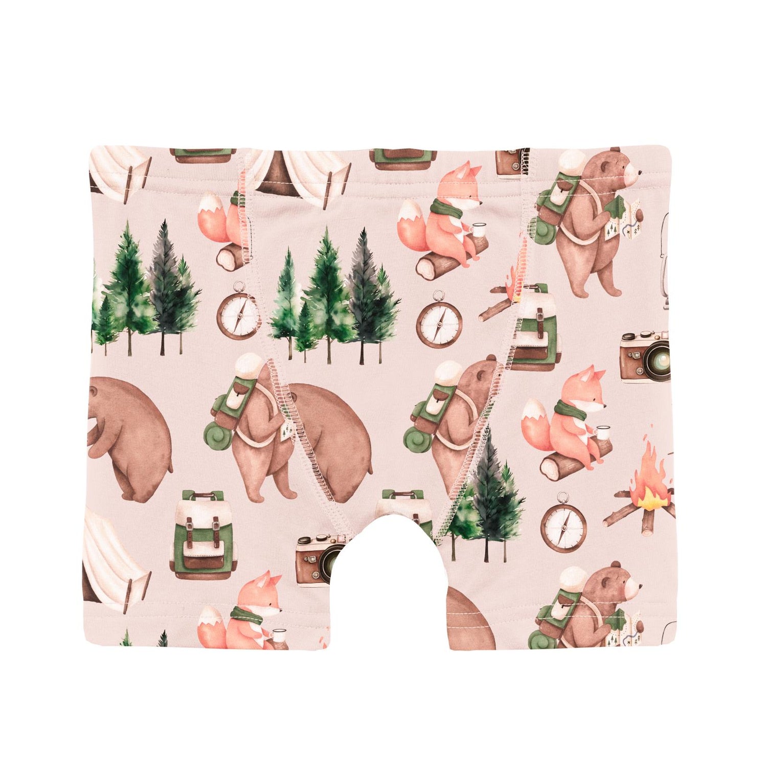 Print Boy's Boxer Brief in Latte Camping Animals (321627)