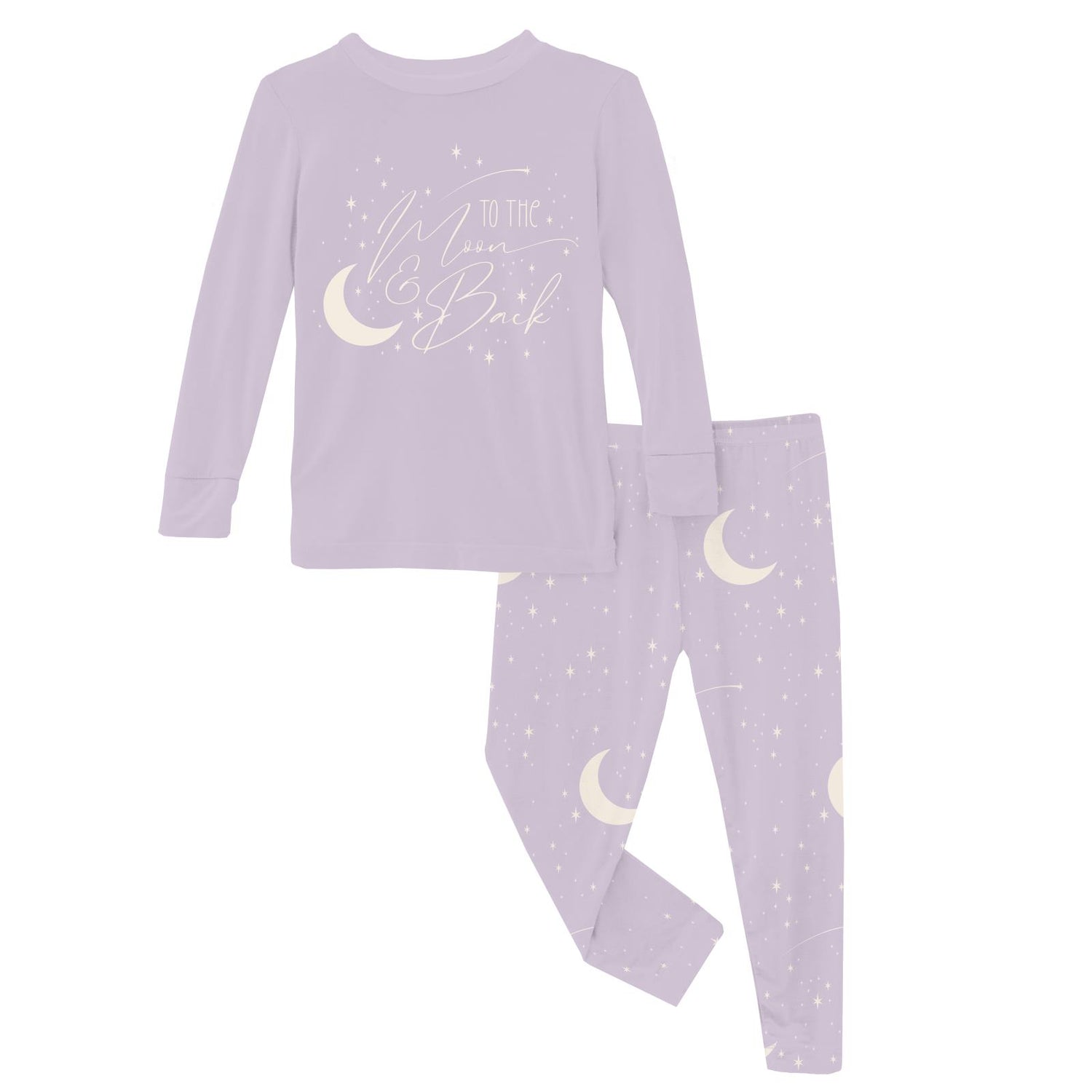 Long Sleeve Graphic Tee Pajama Set in Thistle Starry Sky & Moon (320101)