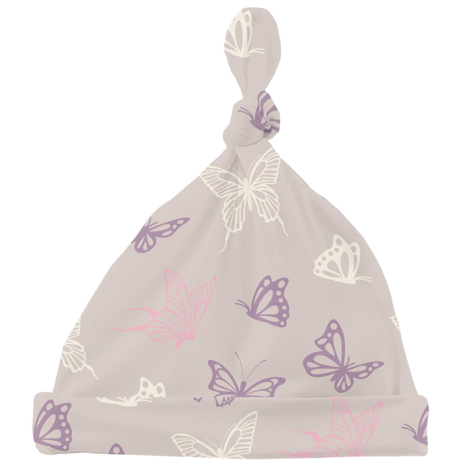 Print Knot Hat in Latte Butterflies (320228)