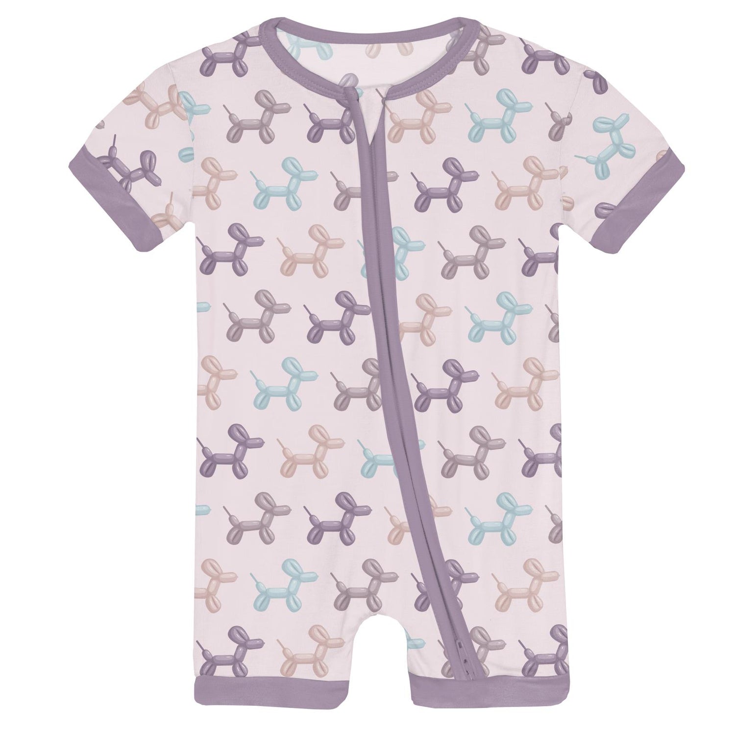 Print Shorty Sleeper with Zipper in Shrinking Violet Balloon Dogs (362174)