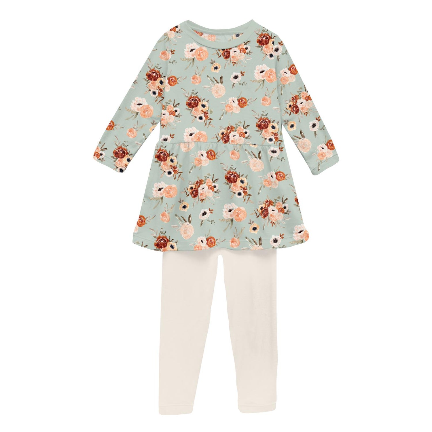 Print Long Sleeve Playtime Outfit Set in Aloe Fall Floral (332994)