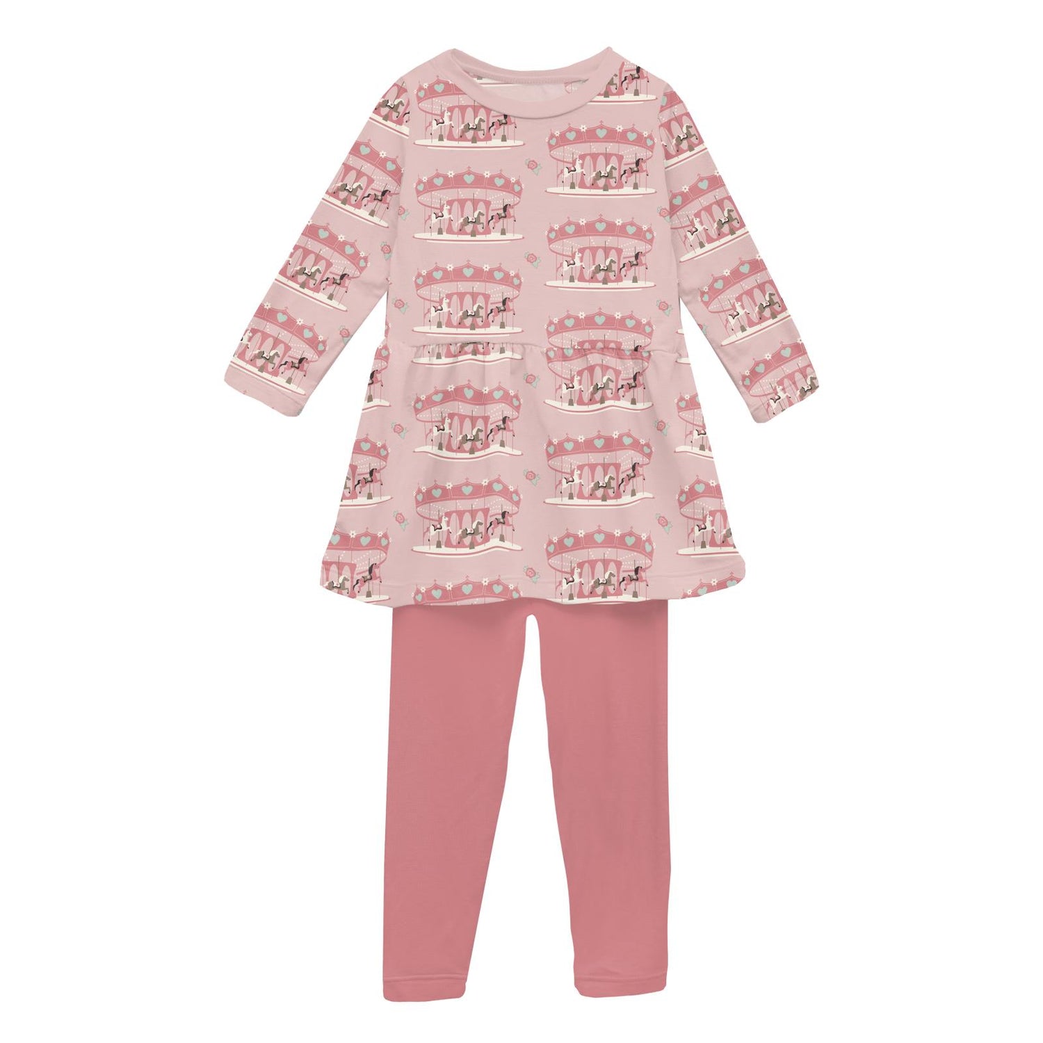 Print Long Sleeve Playtime Outfit Set in Baby Rose Fair Carousel (333281)