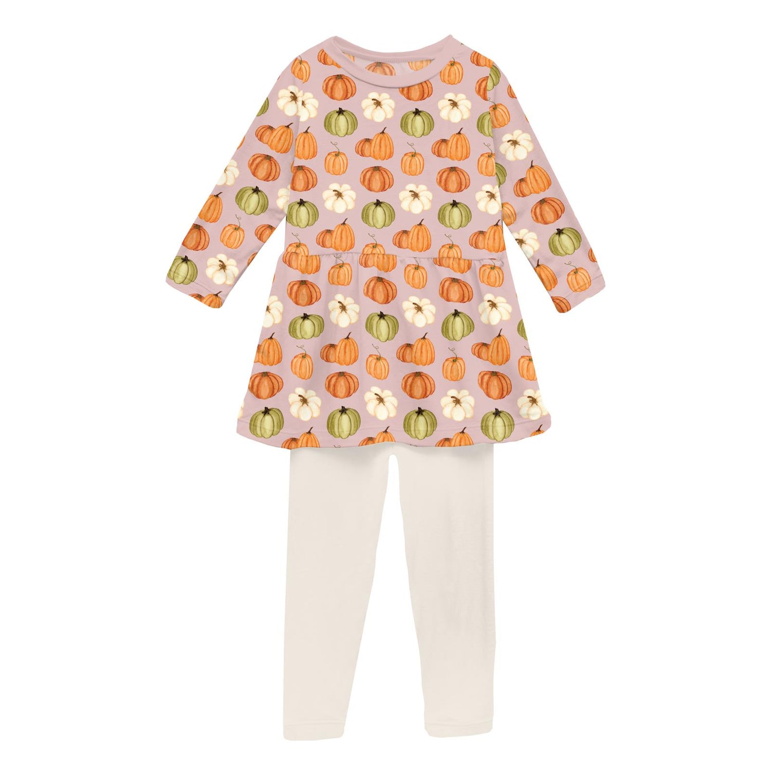 Print Long Sleeve Playtime Outfit Set in Baby Rose Pumpkin Patch (333106)