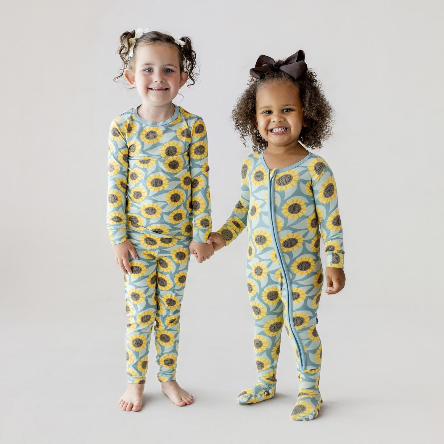 Print Long Sleeve Pajama Set in Stormy Sea Sunflower (333206)