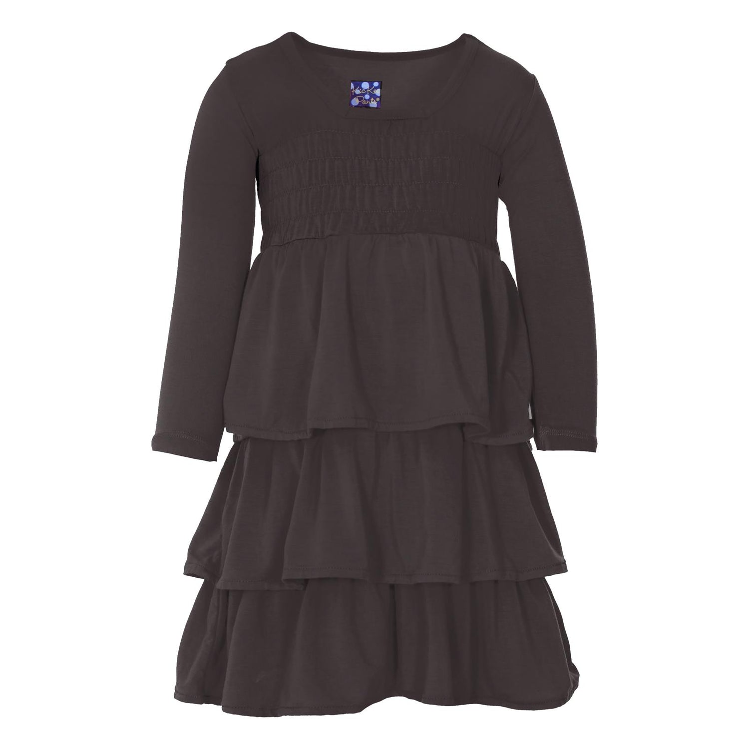Long Sleeve Layered Ruffle Dress in Midnight (352174)