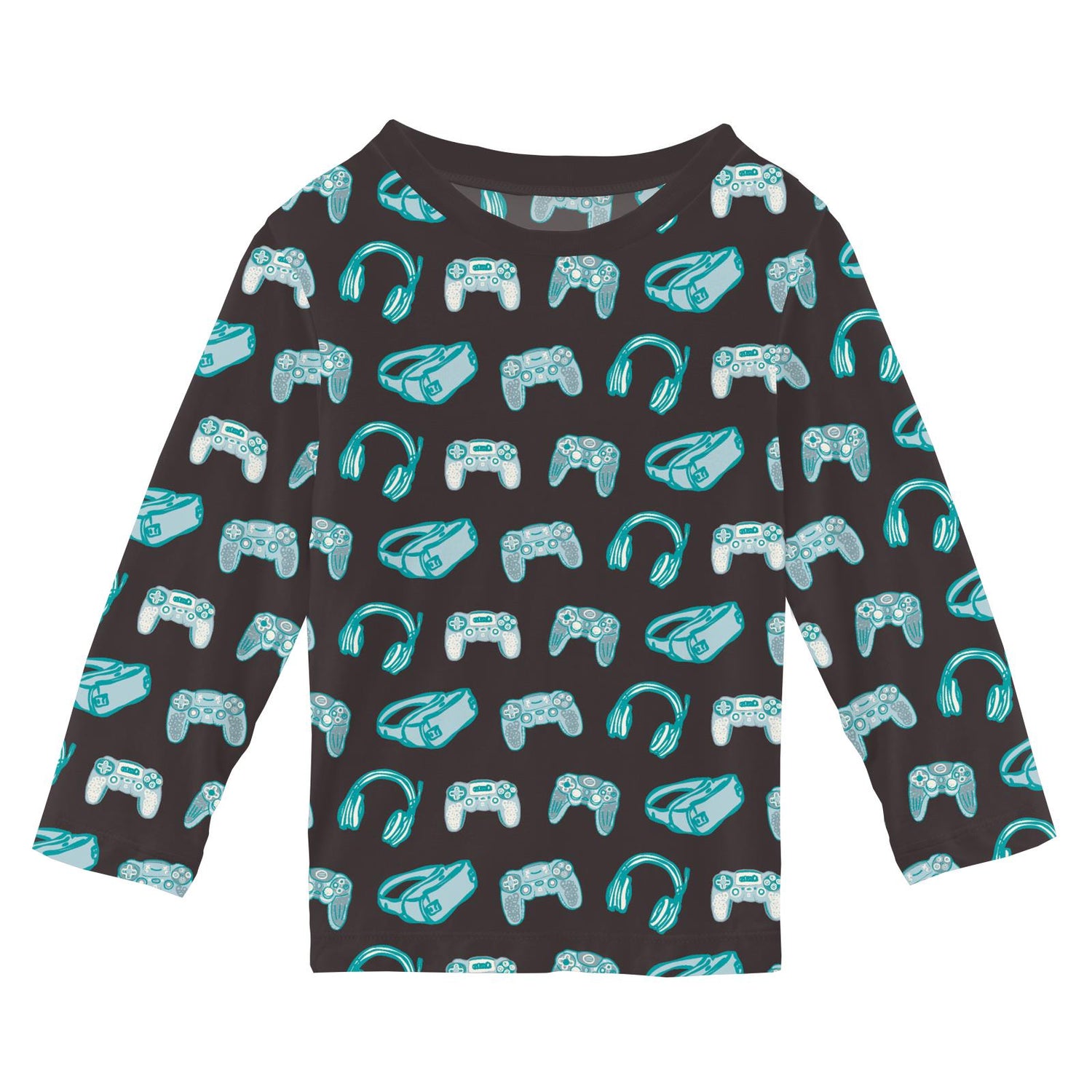 Print Long Sleeve Crew Neck Tee in Midnight Gamer (372979)