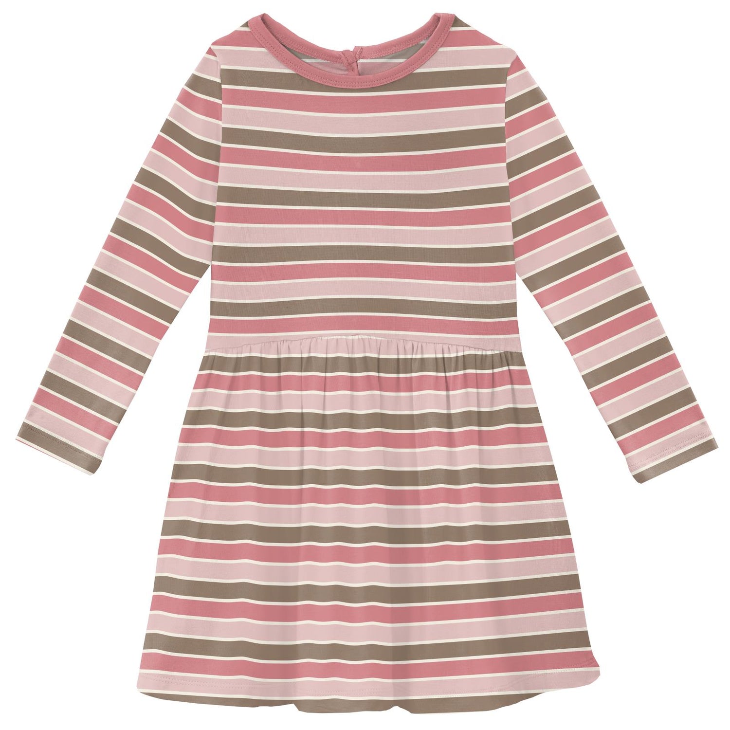 Print Long Sleeve Twirl Dress with Pockets in Neapolitan Stripe (373013)