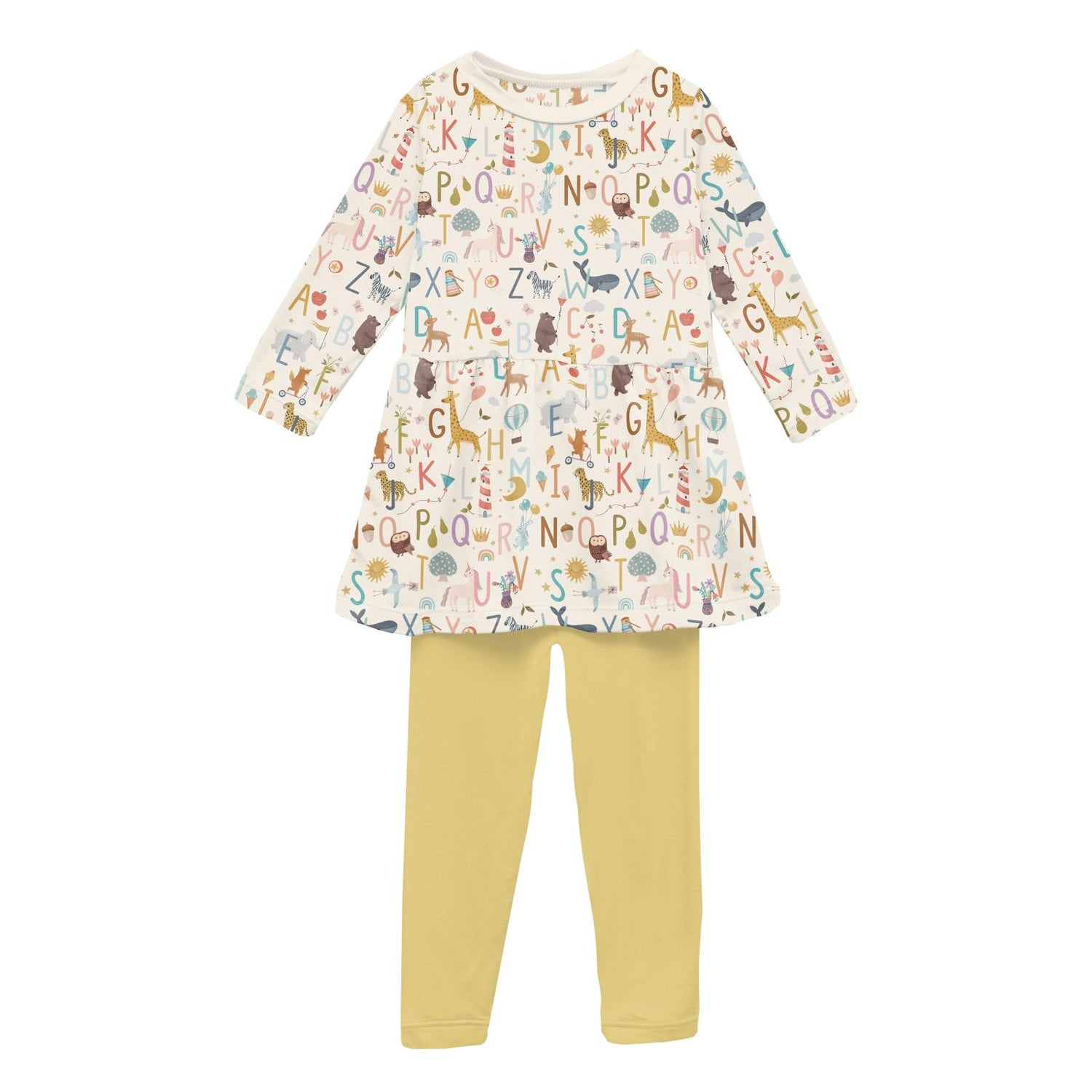 Print Long Sleeve Playtime Outfit Set in Animal Alphabet (352141)