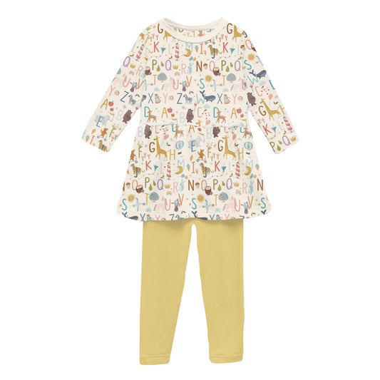 Print Long Sleeve Playtime Outfit Set in Animal Alphabet (352141)
