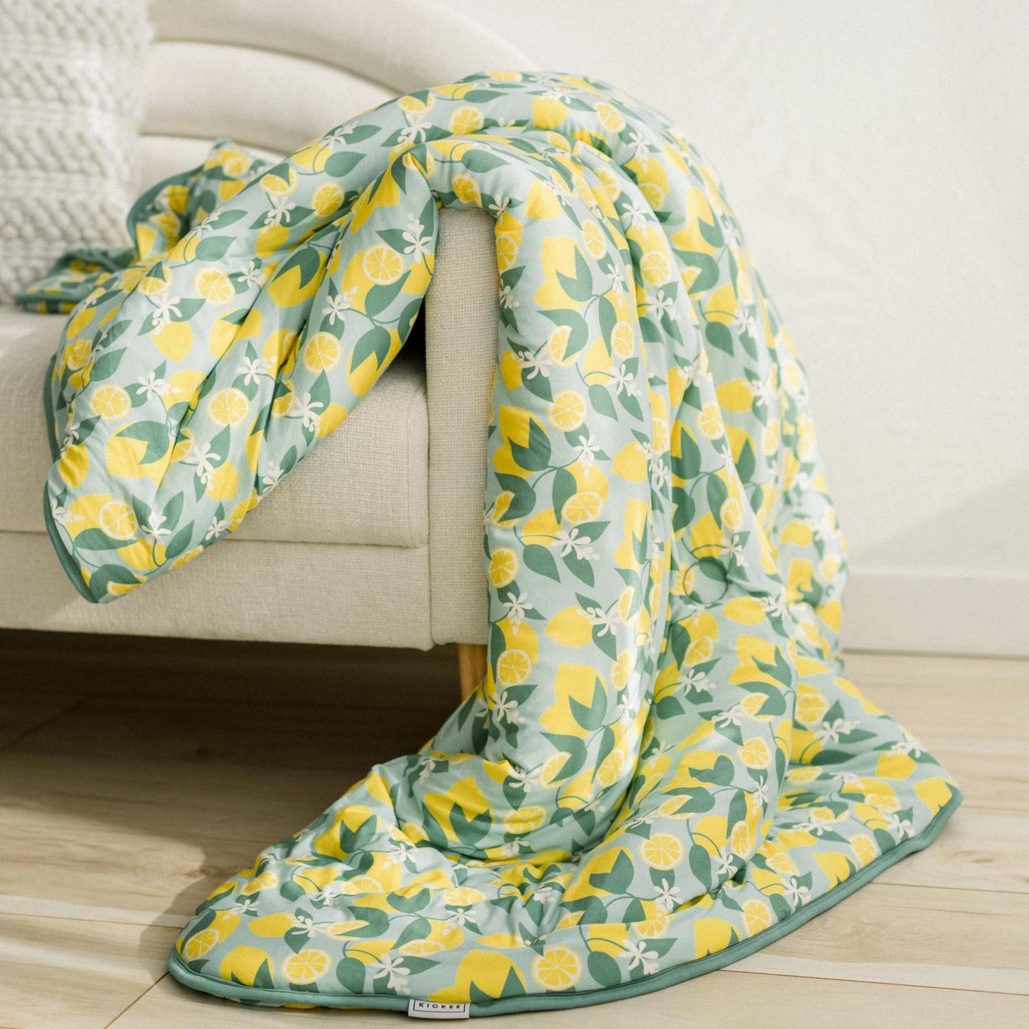 Print Fluffle Throw Blanket with Embroidery in Spring Sky Lemonade (374625)