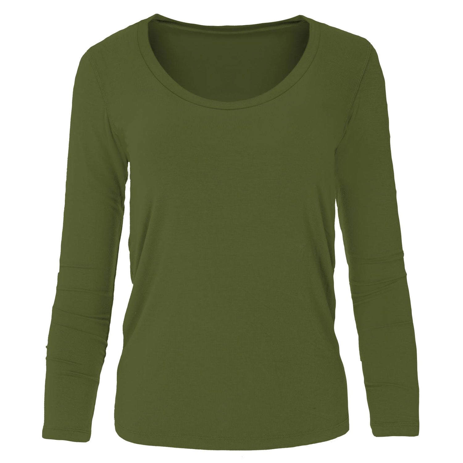Women's Long Sleeve Scoop Neck Tee in Pesto (347436)