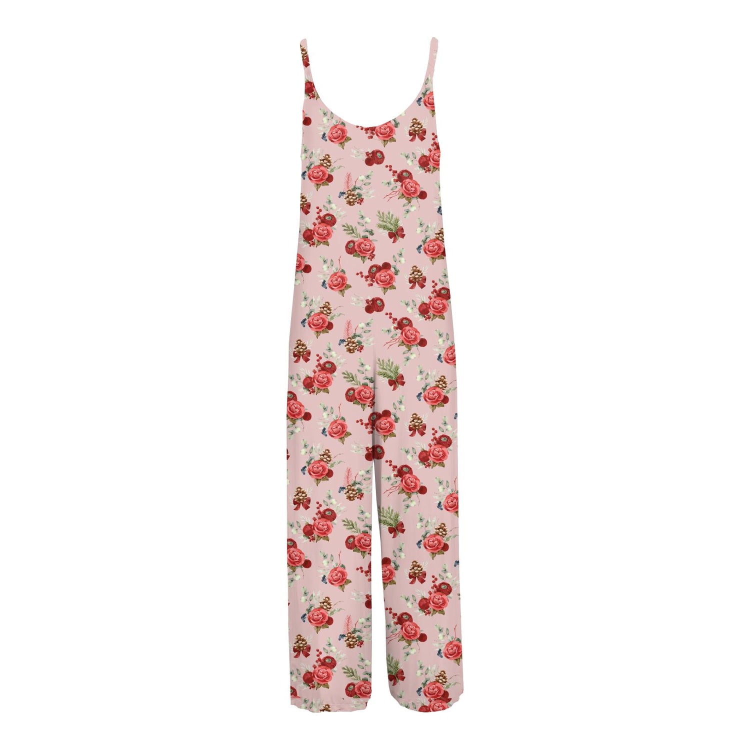 Women's Print Lounge Romper in Baby Rose Holiday Floral (347263)