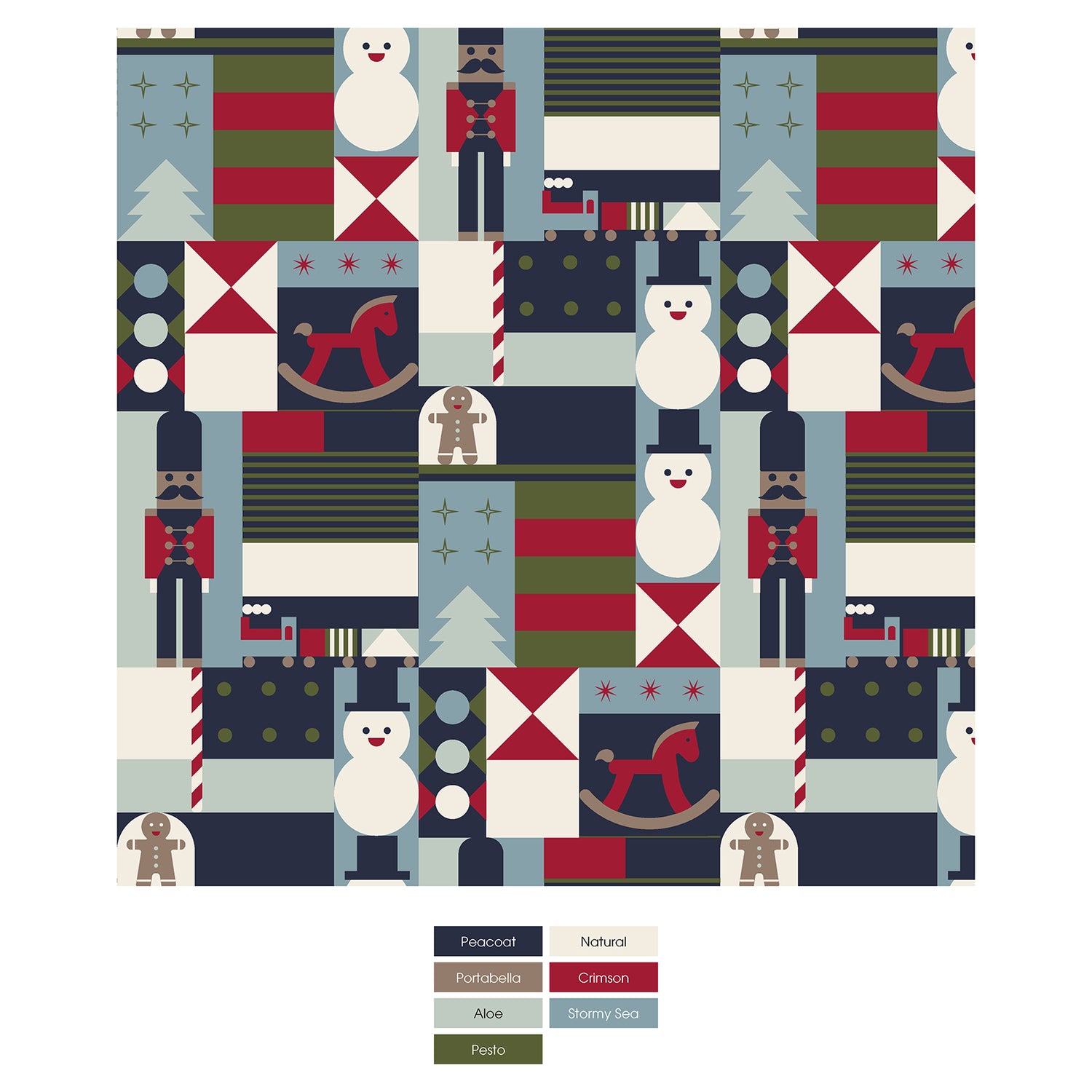 Print Long Sleeve Twirl Dress with Pockets in Peacoat Mod Christmas (349460)