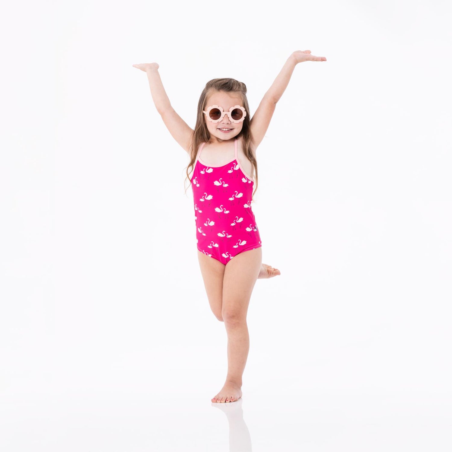 Print One-Piece Bathing Suit in Calypso Flamingos (243295)