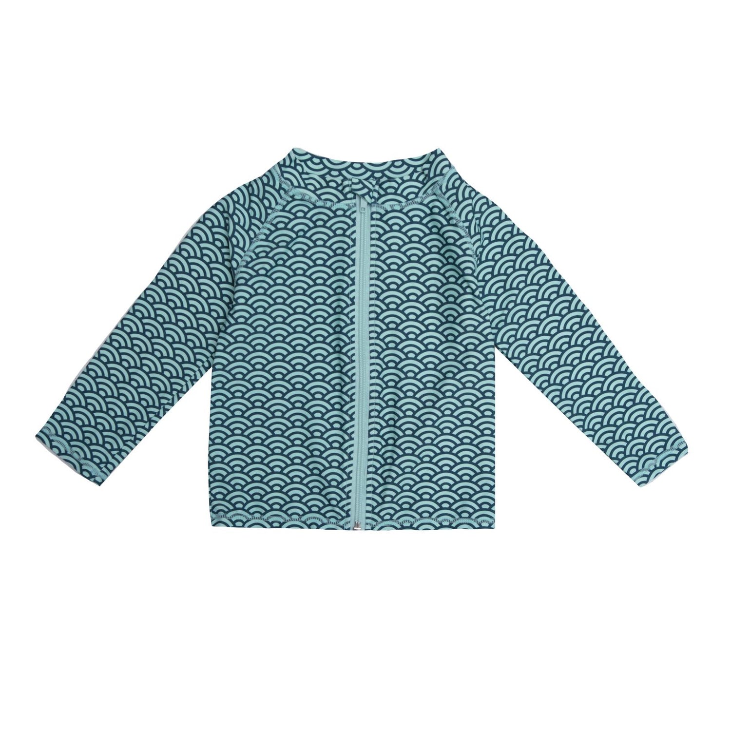 Print Long Sleeve Zip-Front Swim and Sun Cover Up in Summer Sky Waves (243303)