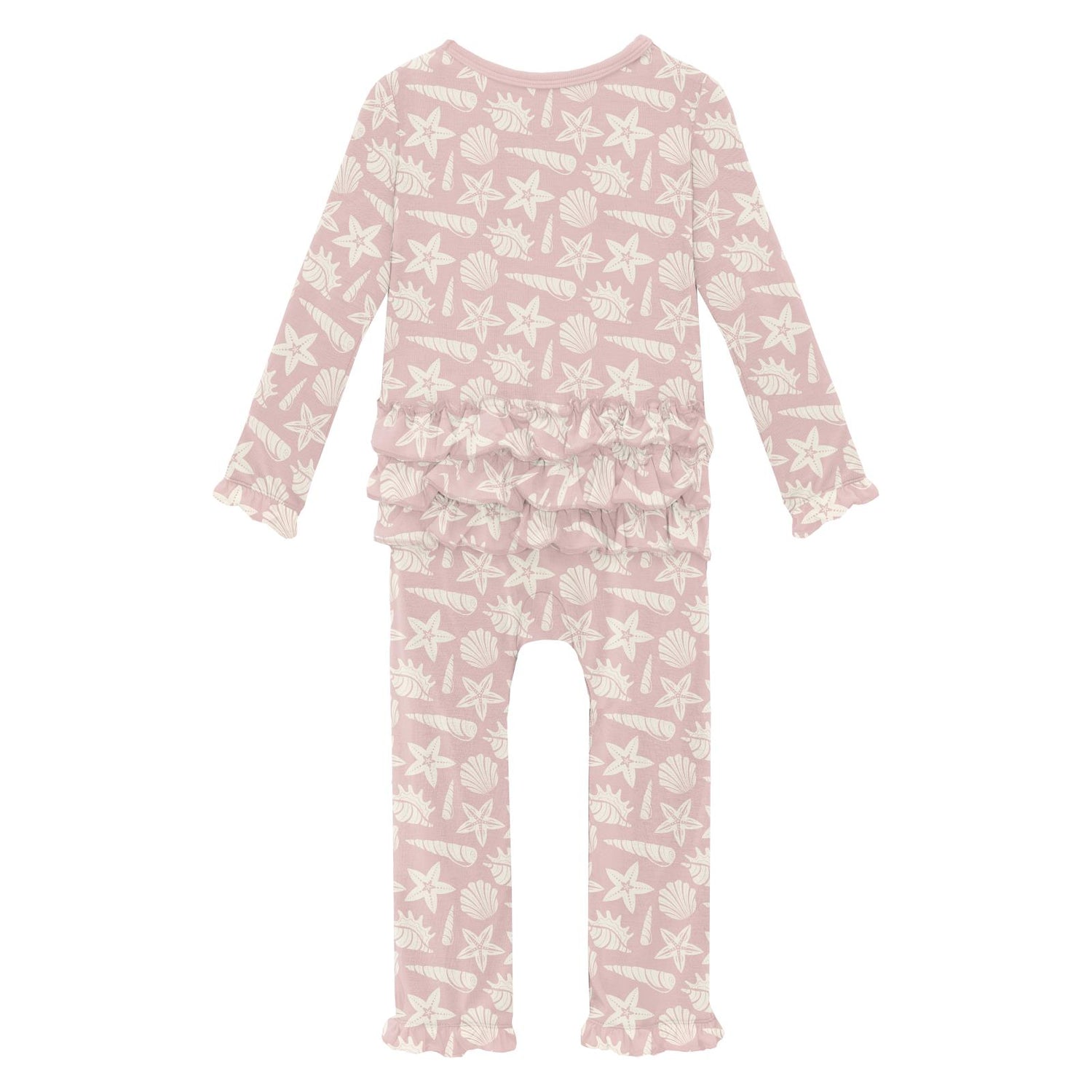 Print Oh La La Ruffle Romper in Baby Rose Shells & Starfish (318246)