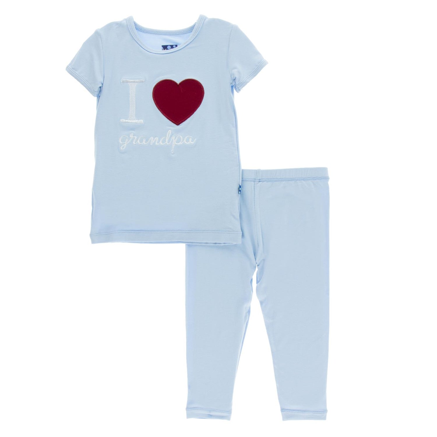 Short Sleeve Applique Pajama Set in Pond I Love Grandpa (285256)