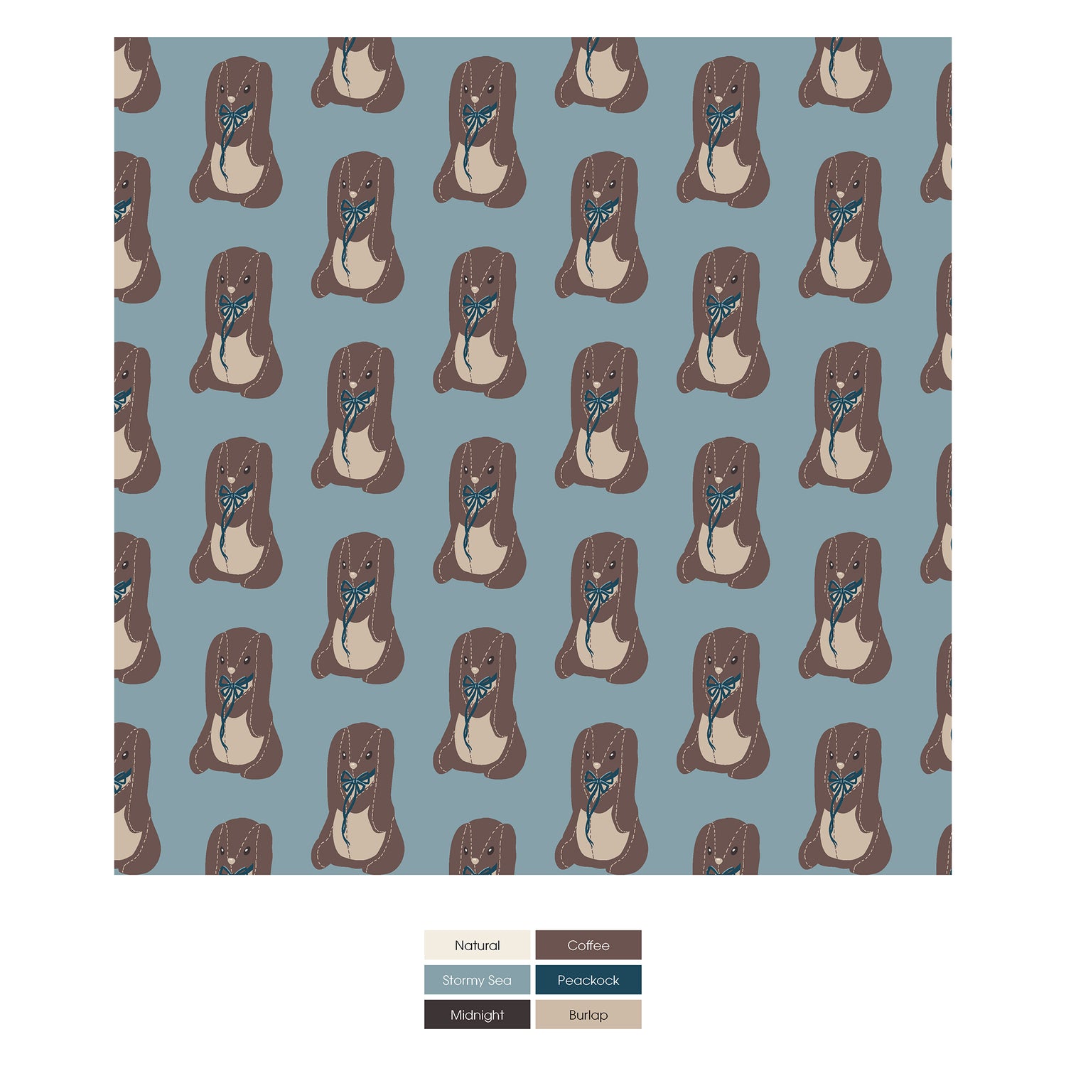 Print Long Sleeve Pajama Set in Stormy Sea Velveteen Rabbit (296508)