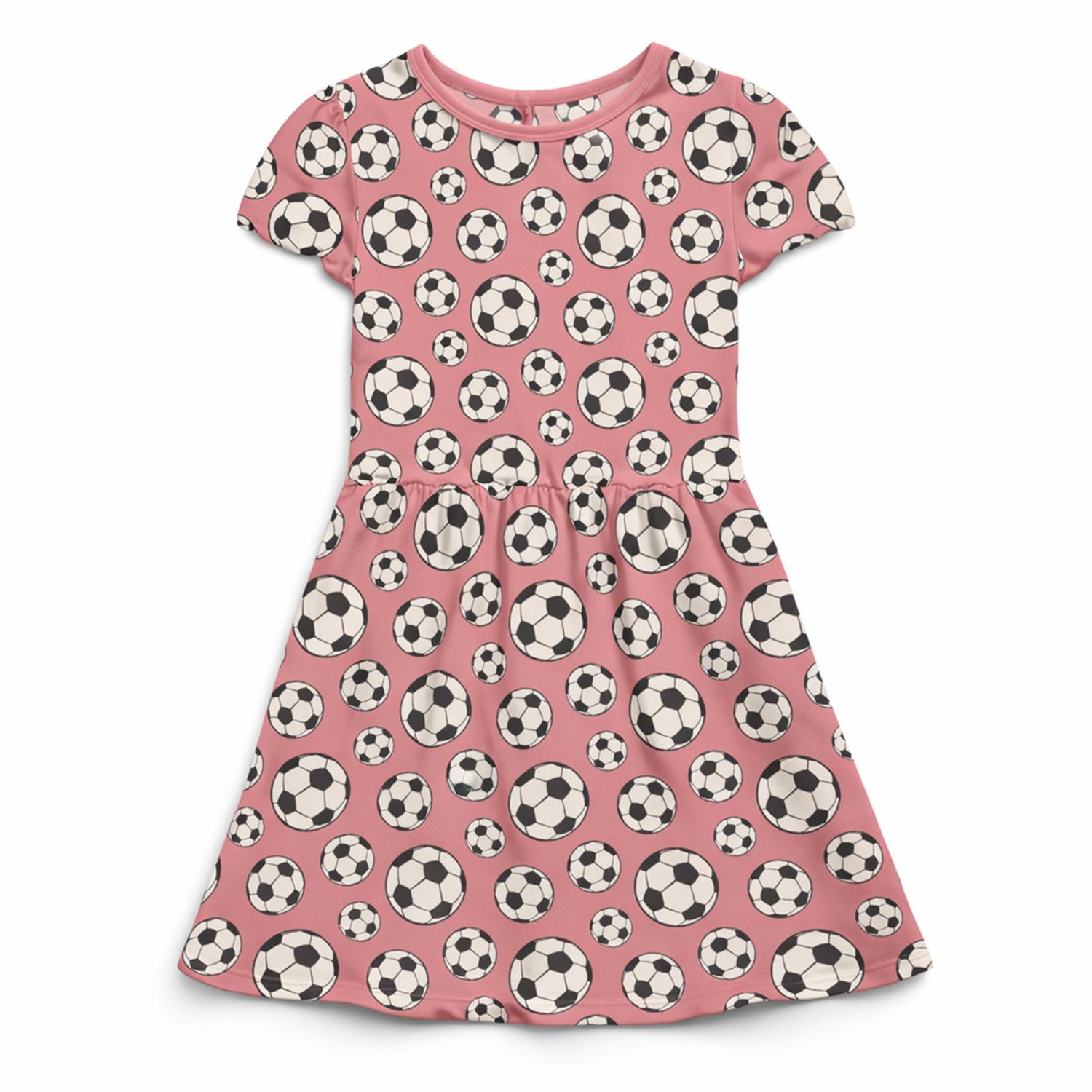 Print Flutter Sleeve Twirl Dress with Pockets in Desert Rose Soccer (380892)