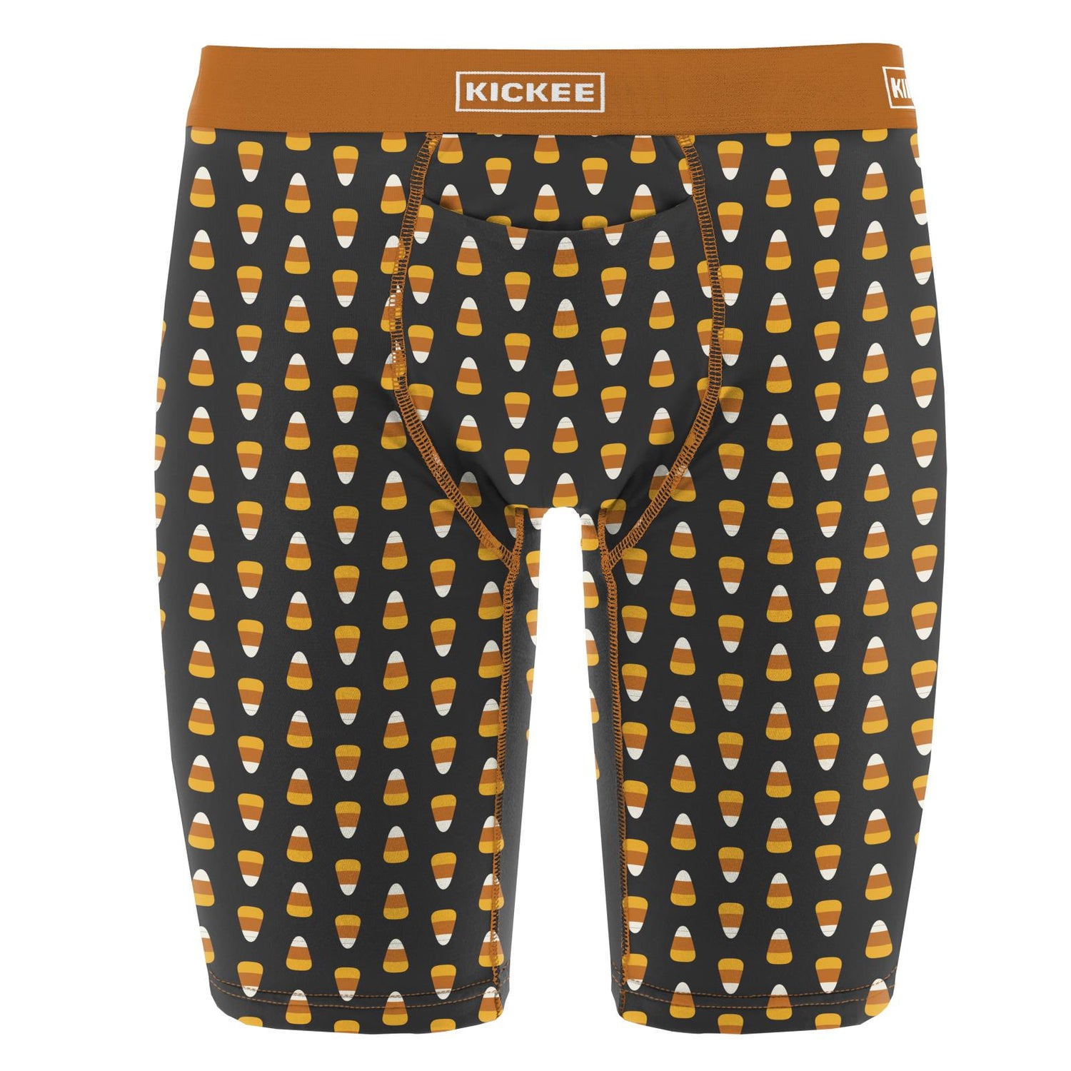 Men's Print Long Boxer Brief with Top Fly in Midnight Candy Corn