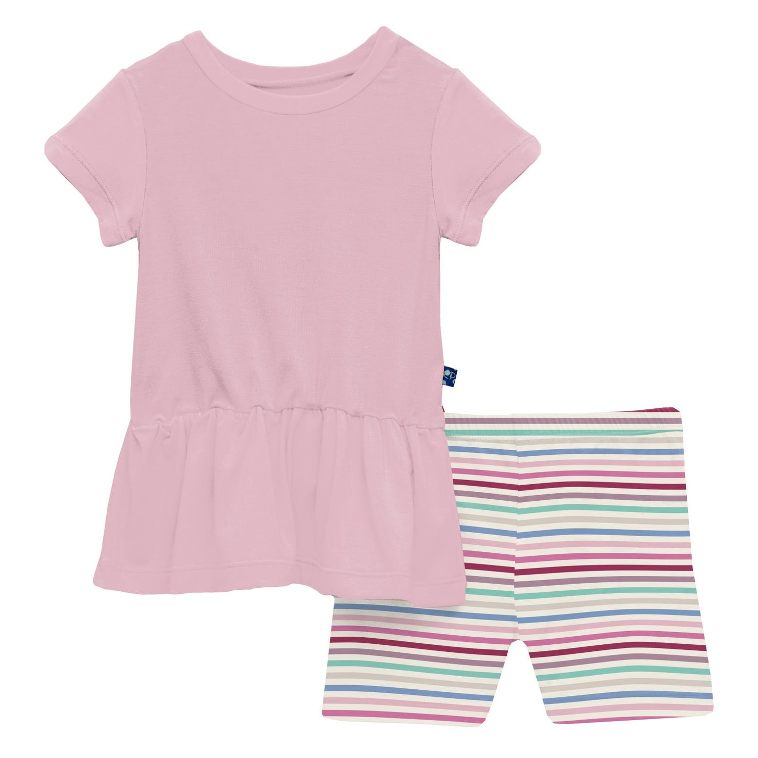 Print Short Sleeve Playtime Outfit Set in Make Believe Stripe