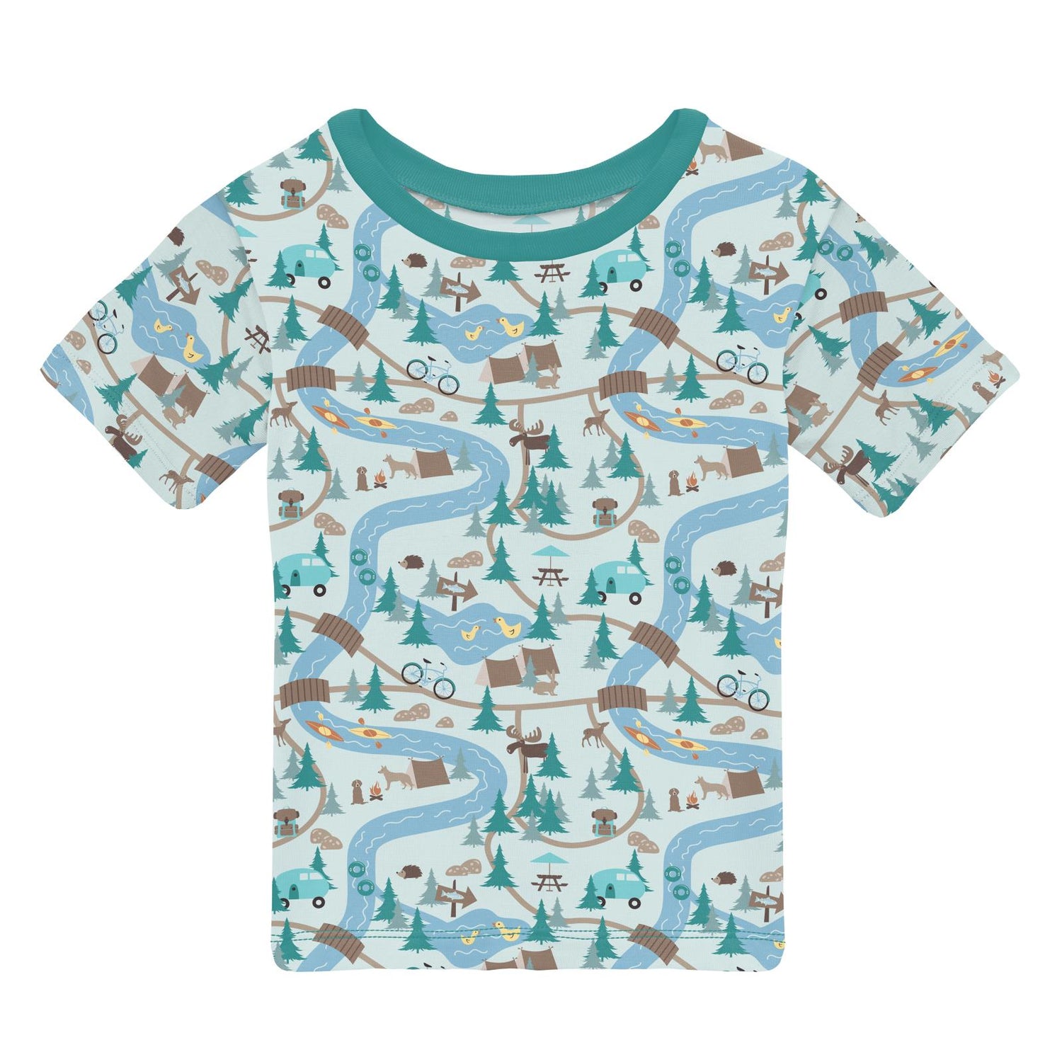 Print Short Sleeve Crew Neck Tee in Fresh Air Campground Map (360420)