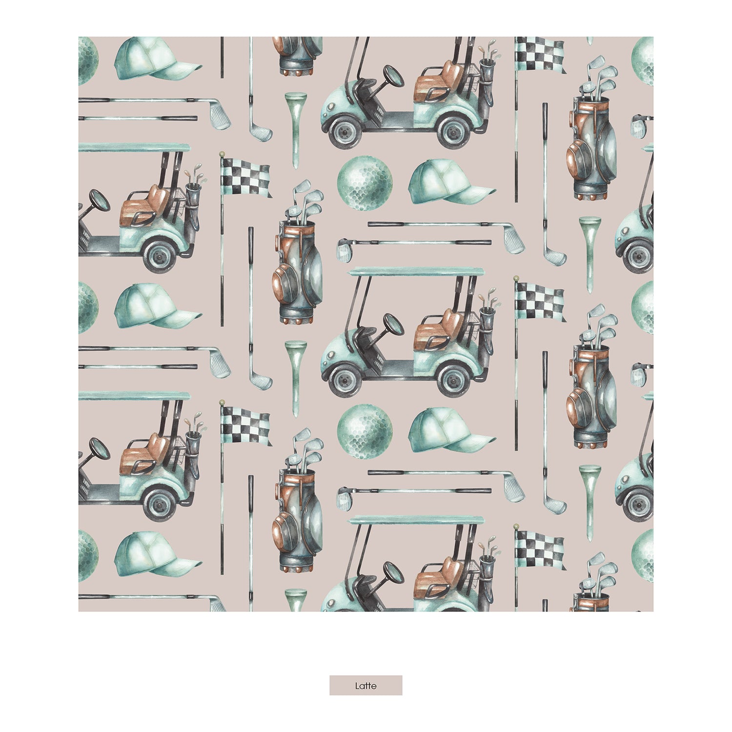 Print Short Sleeve Pajama Set with Shorts in Latte Golf (331073)