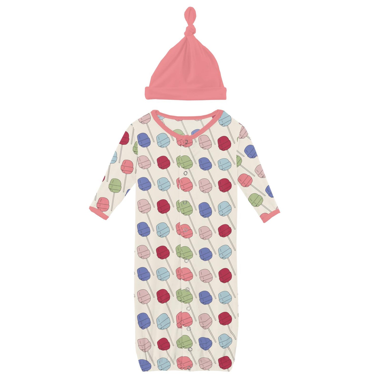 Print Layette Gown Converter & Single Knot Hat Set in Lula's Lollipops (262490)
