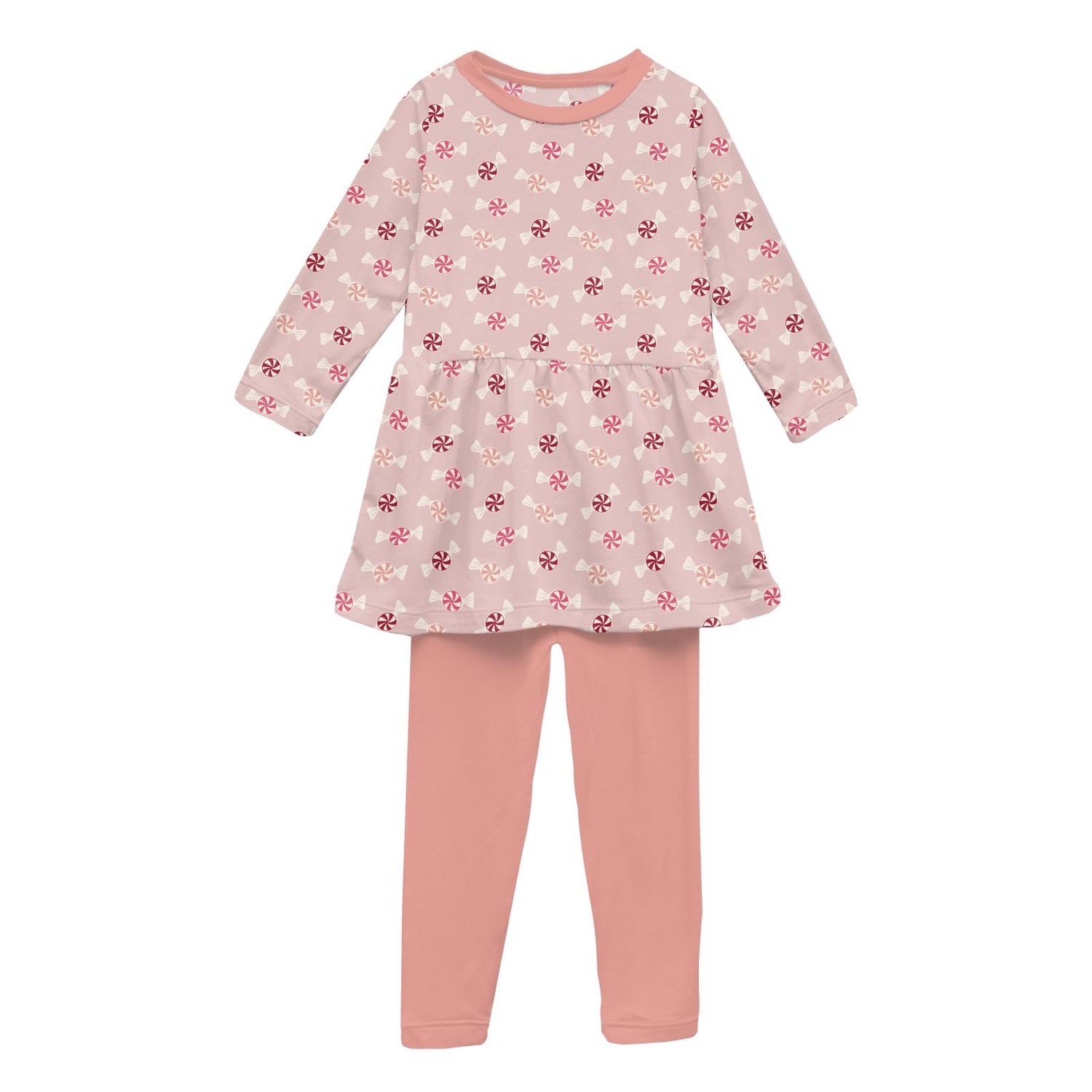 Print Long Sleeve Playtime Outfit Set in Baby Rose Peppermints (318198)