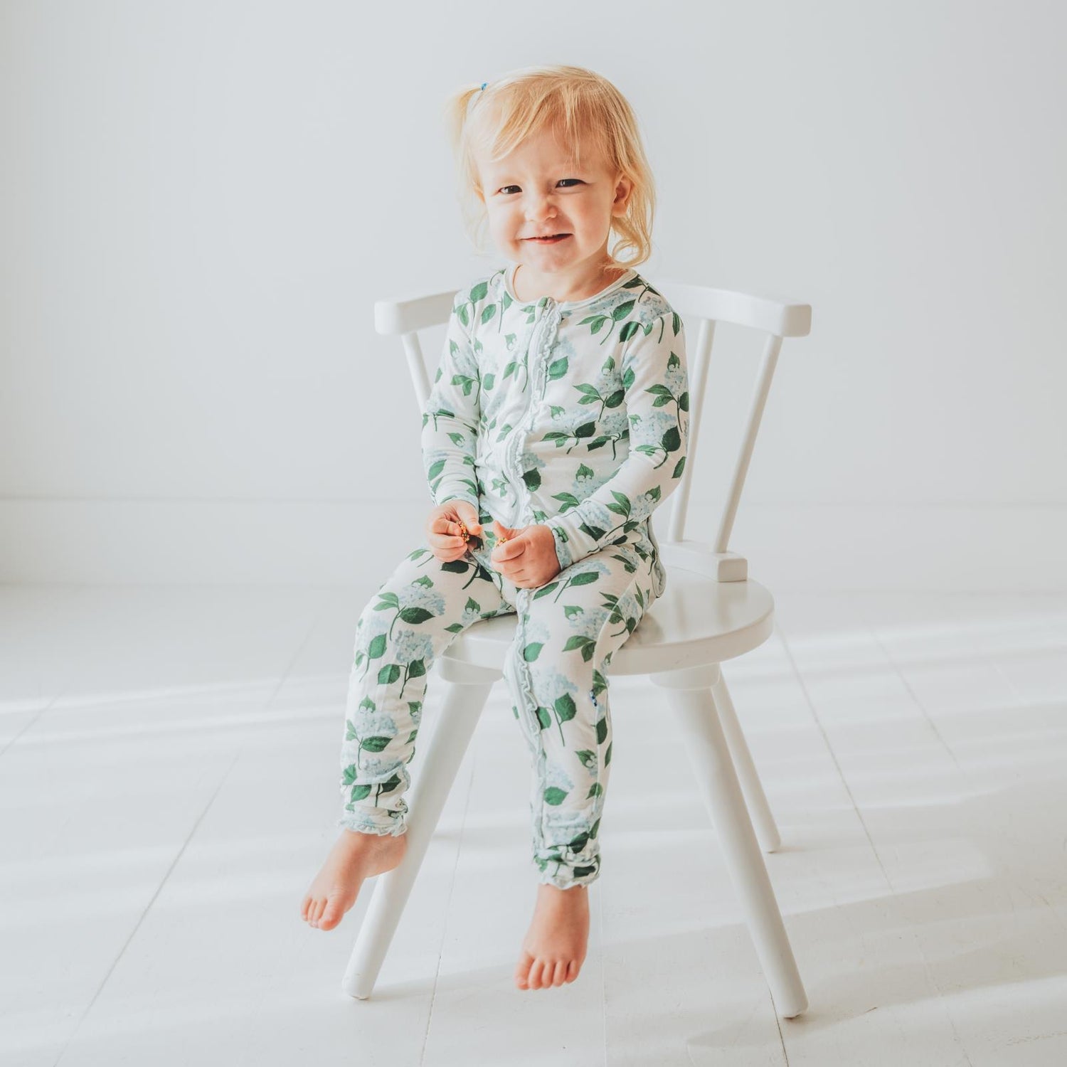 Print Muffin Ruffle Coverall with 2 Way Zipper in Hydrangea Bouquet (359304)