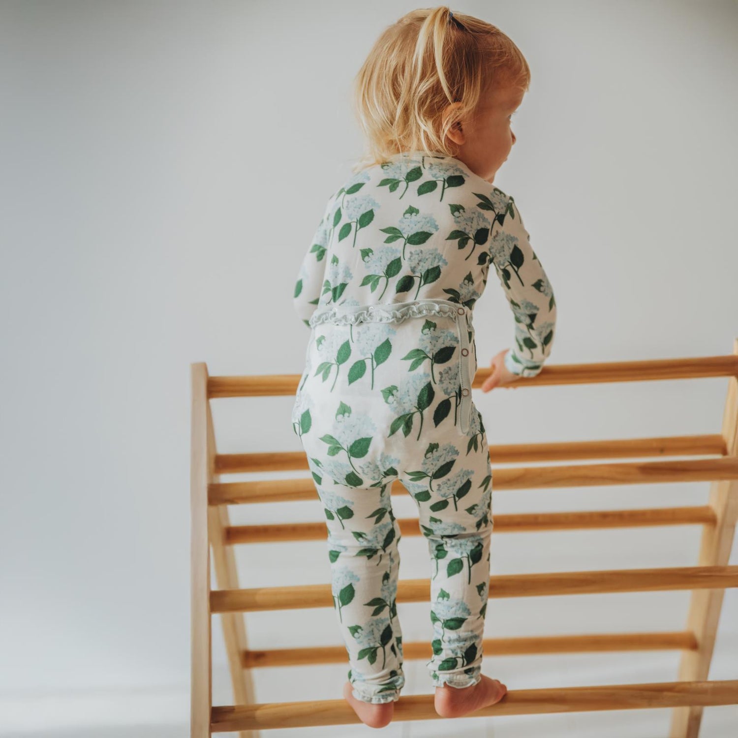 Print Muffin Ruffle Coverall with 2 Way Zipper in Hydrangea Bouquet (359326)